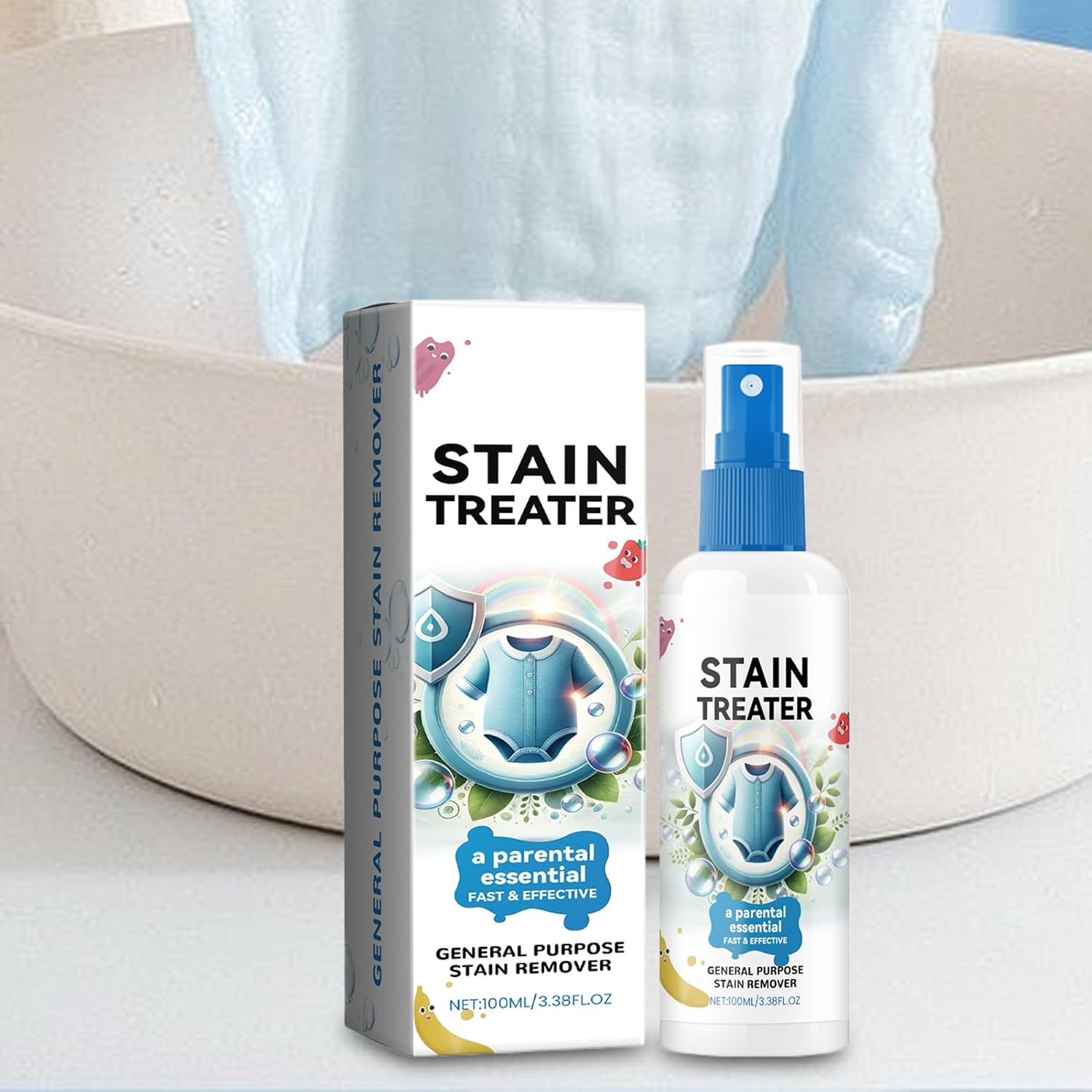 Baby Laundry Stain Remover Spray, 100Ml Stain Treater Spray for Baby Clothes Fabric, Clothing Fabric Cotton Linen Underwear Cleaning Liquid Detergent for Oil Grease Food Removal image number 5