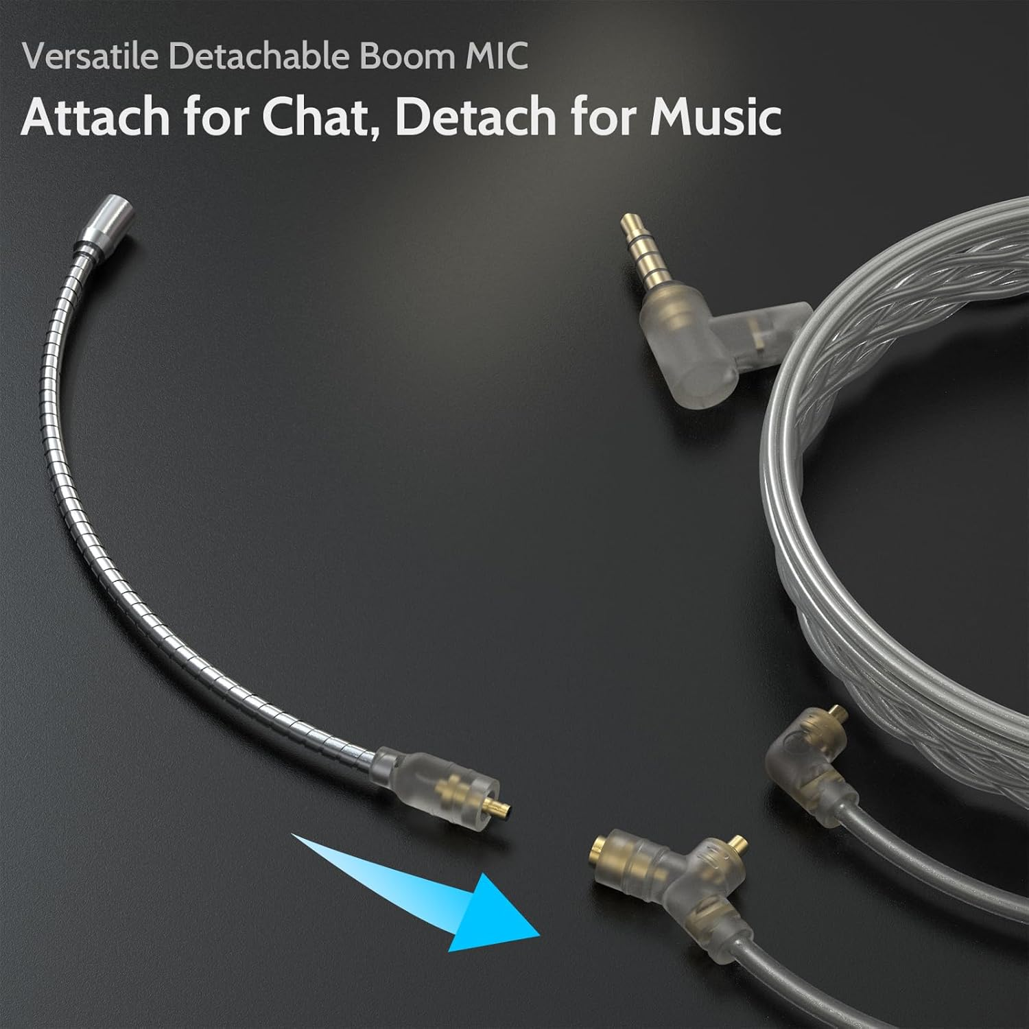 Cubilux 3.5Mm MMCX Cable with Boom MIC, MMCX Replacement Cord with Microphone for SE215, SE315, SE425, SE535 and More, 4 Feet image number 3