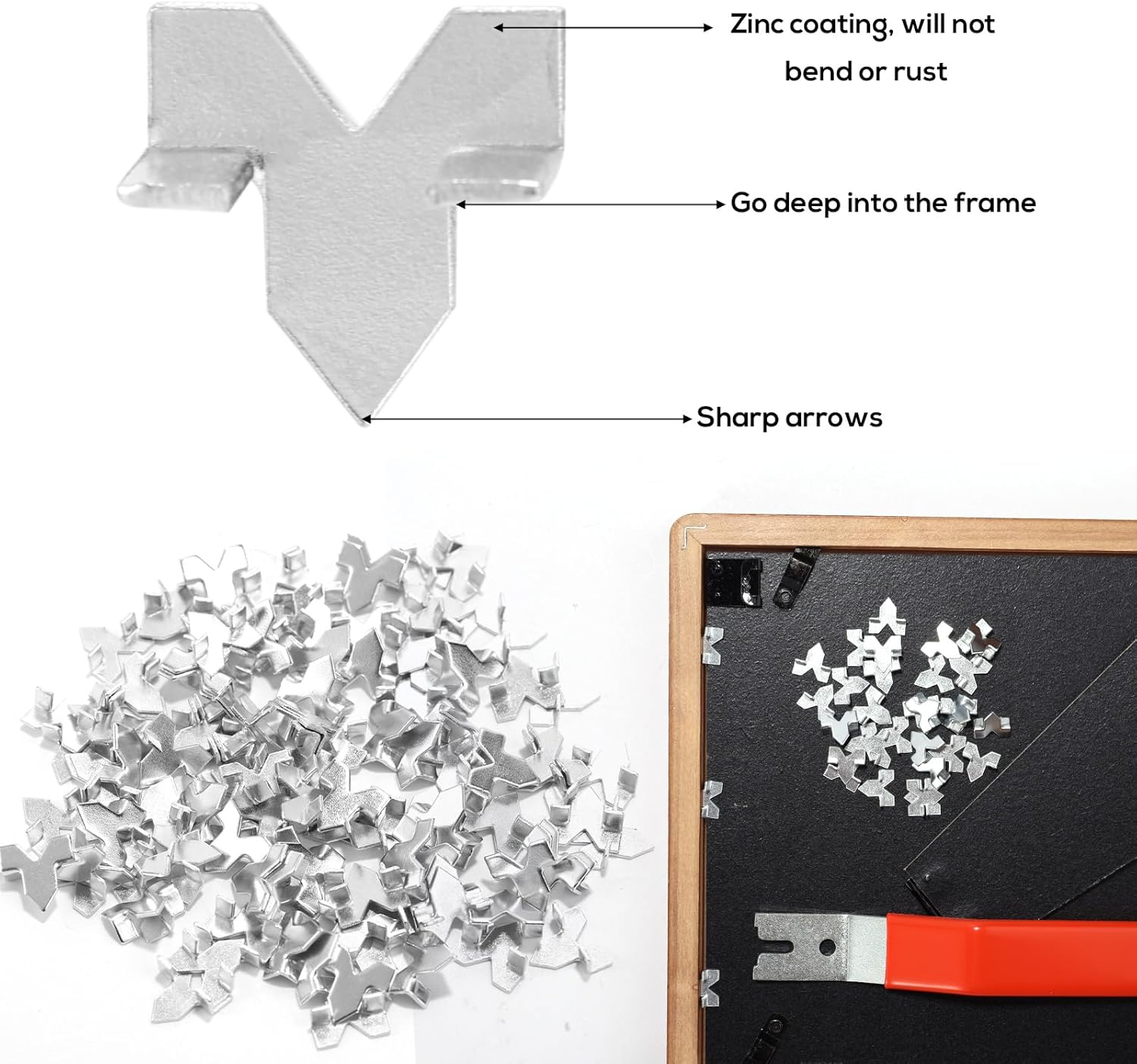 Glazier Setting Tool, Glazier Tools Kit with 120Pcs Push Points Glazing Push Point Driver Kit for Glass Workers for Framing Glass Picture Cross Stitch Easy-Grip Handle (Red) image number 5