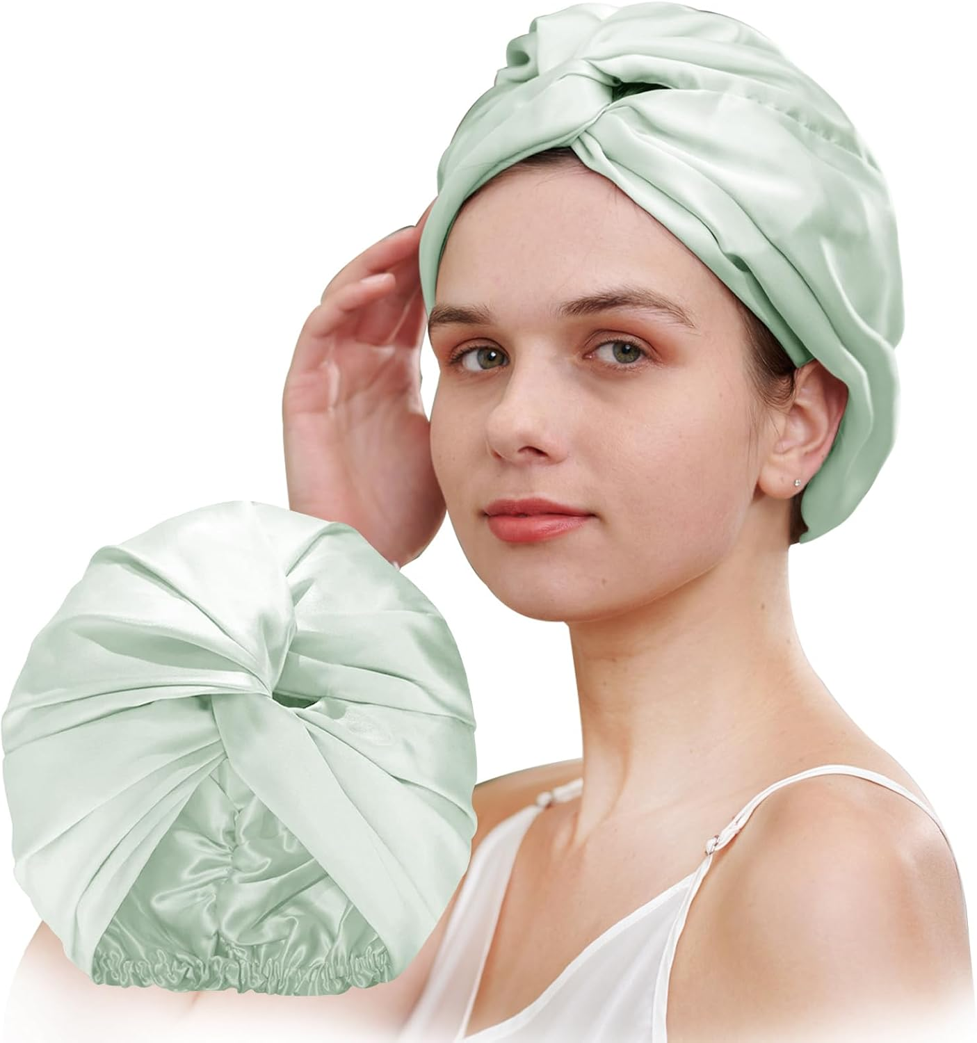 QIYUE 100% Premium Silk Twisted/London Style Turban/Headband/Bath/Hair Care, Breathable Hair Bonnet for Sleeping Suitable for Long, Straight and Curly Hair image number 5