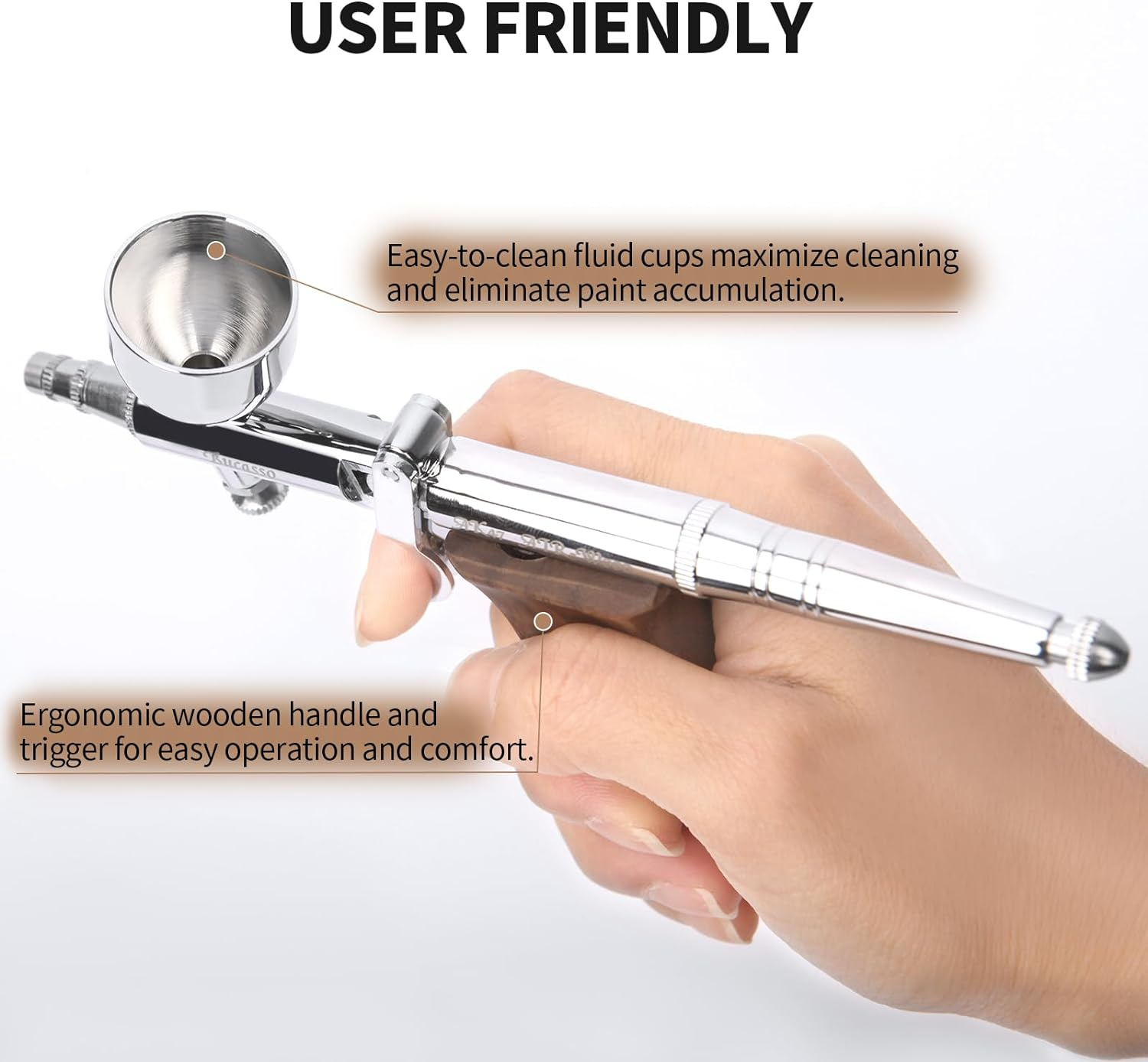 Bucasso Airbrush Guns for Painting, Double Action Trigger Airbrush Kit with 0.3Mm/0.5Mm/0.8Mm Needles/Nozzle Sets, Replaceable Fluid Cup, Airbrush Spray Set for Painting Nails Cake Tattoo (W002-W) - W001-B image number 4