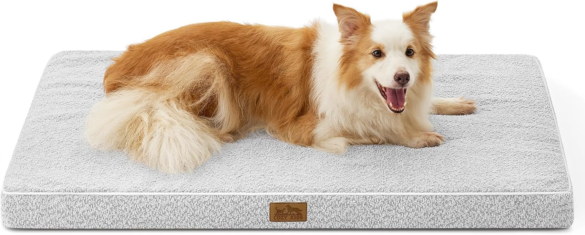 COZY KISS Orthopedic Dog Bed for Large Dog, Xlarge Removable Washable Cover with Waterproof Lining & Anti-Skid Bottom, Rectangular Foam Pet Bed, XL Size, 44X32X3 Inch, Grey image number 1