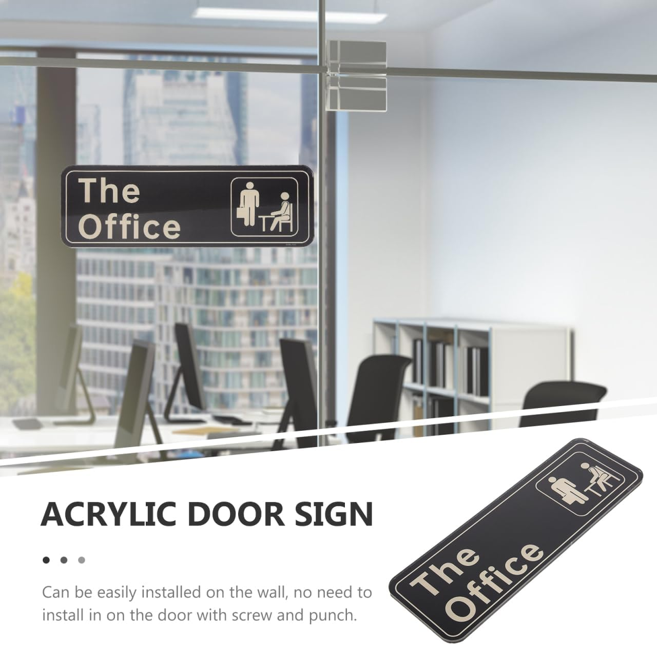 OHPHCALL Acrylic the Office Sign Official Self Adhesive Office Sign for Door or Wall for Your Home Business 23Cm