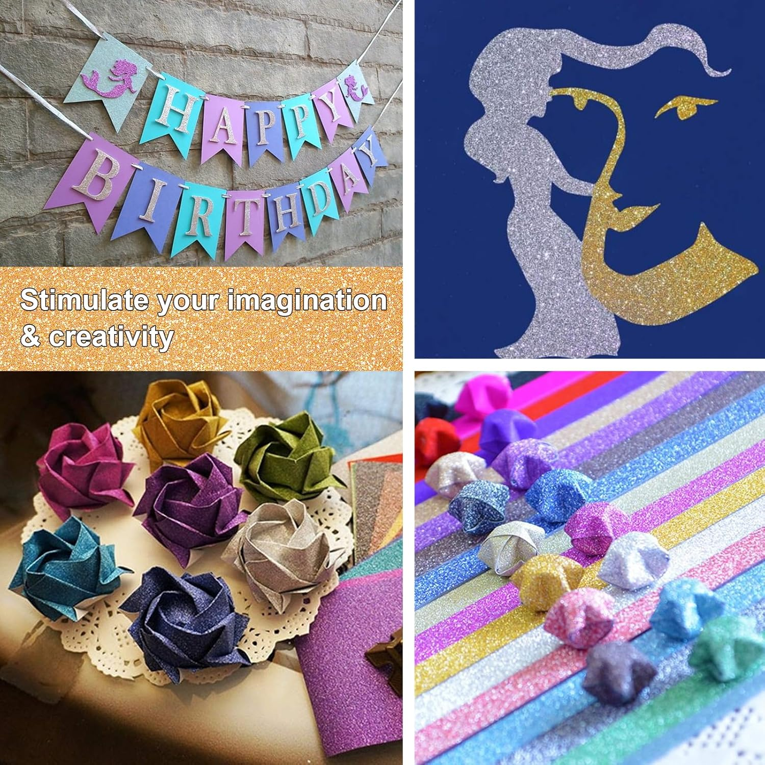 40 Sheets 20 Colors Glitter Cardstock, Betybedy Cricut Paper Cardstock, No-Shed Sparkly Glitter, A4 Glitter Paper for Arts and Crafts - Card Making, Scrapbooking, DIY Projects image number 3