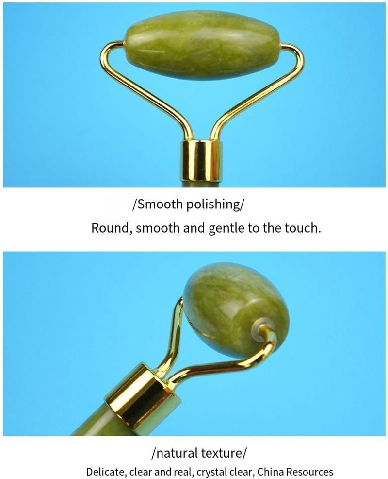 Jade Roller- Gua Sha - Lymphatic Drainage Tool for Face, Neck, Body - Reduces Wrinkles and Fine Lines (Green, One Size) image number 1