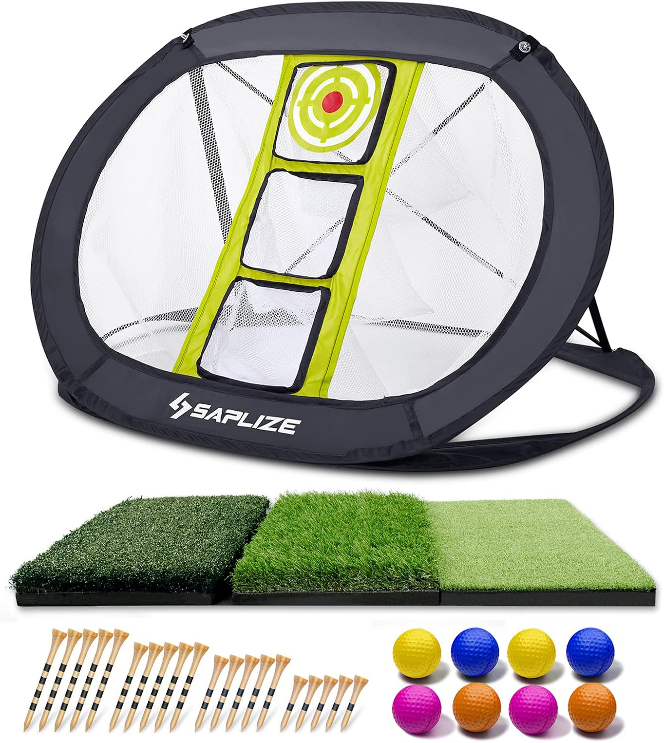 SAPLIZE Golf Chipping Net with Hitting Mat, Ultra-Stable Pop up X-Shaped Golfing Target Net for Indoor/Outdoor/Backyard Accuracy and Swing Practice, Portable Golf Training Net image number 4