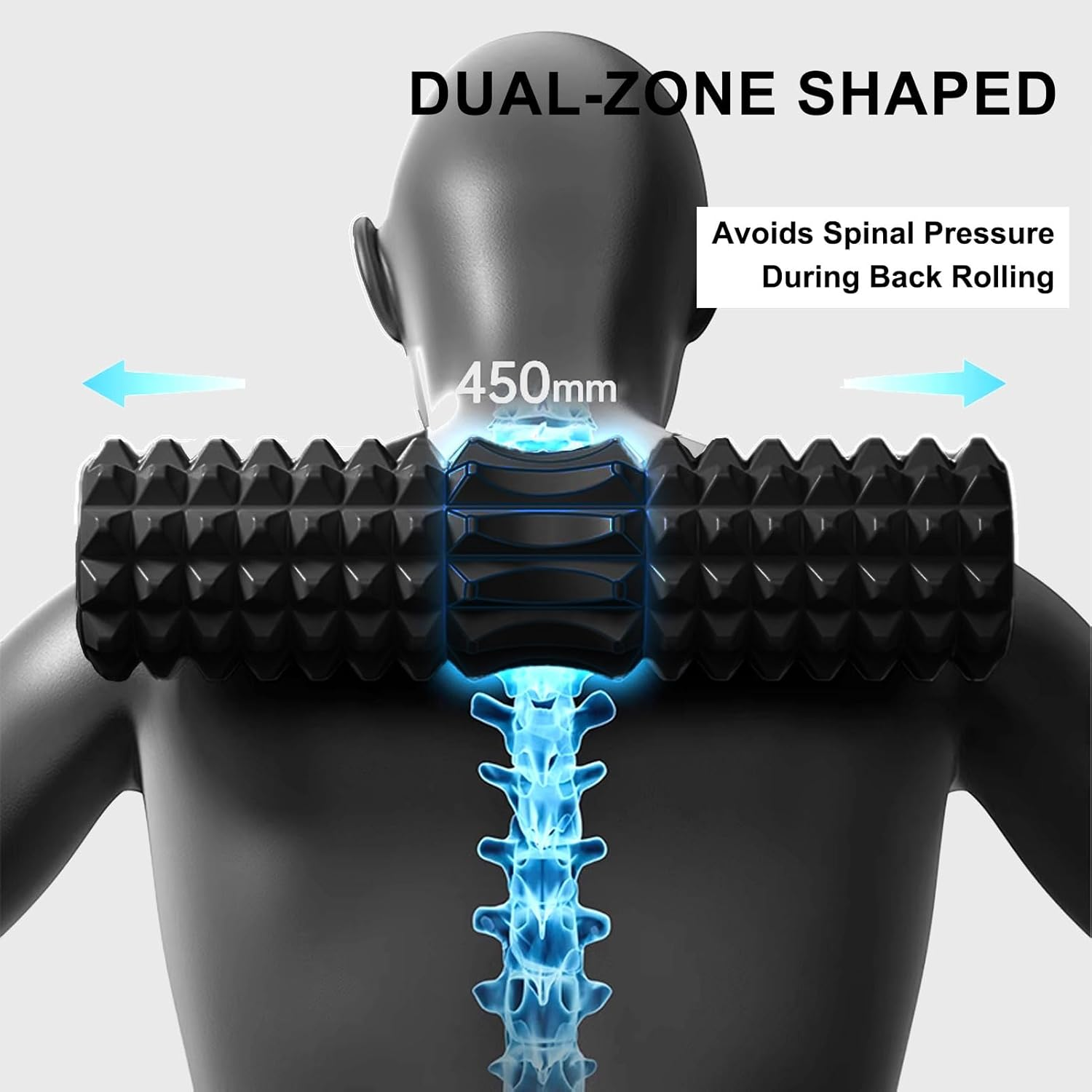 Trigger Point Foam Roller for Muscle Massage in Gym | Deep Tissue Foam Roller for Back Pain | Gym Massage Roller for Legs for Runners - Black image number 3