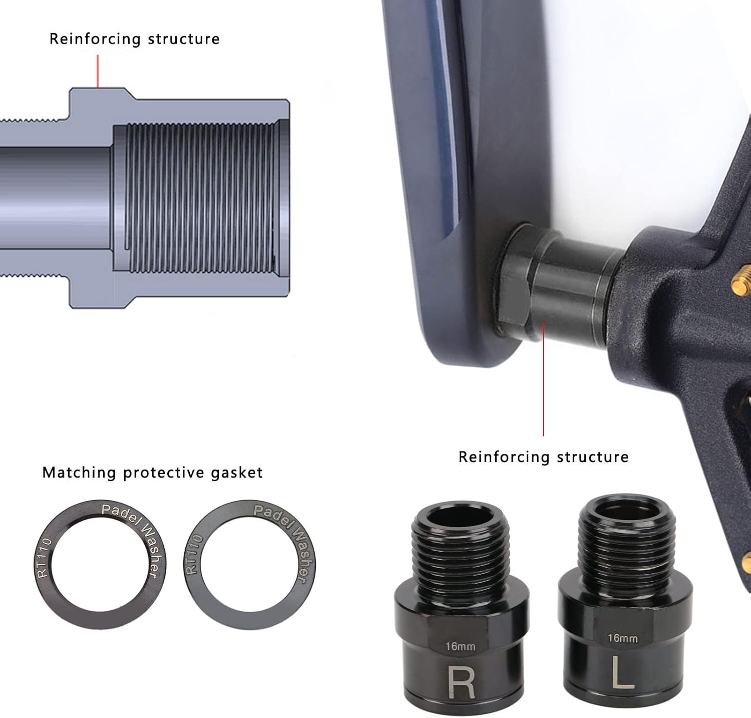 Bike Pedal Extenders, 16Mm Bicycle Pedal Extensions Lengthening Shaft, Titanium Alloy Extended Pedal Spacer Bike Pedal Extension Shaft for Mountain Bikes Road Bikes image number 6