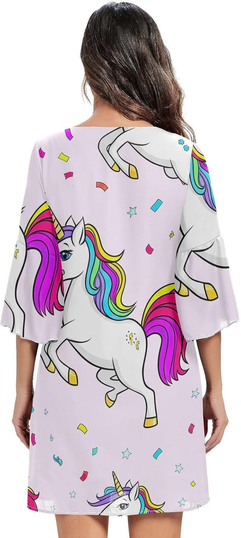 Playful Unicorn Pastel Purple Ladies Chiffon Dress Printed Maternity Dress Party S-XXL image number 2