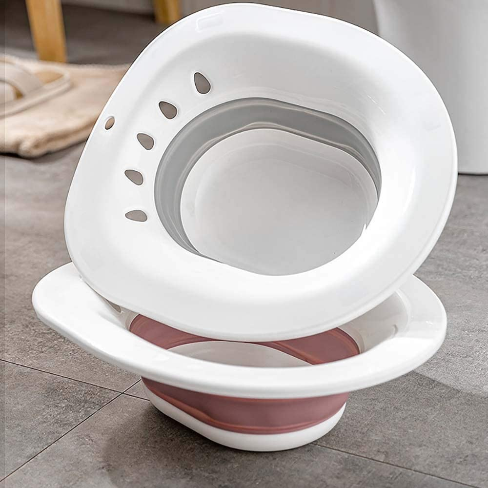 Sitz Bath for Toilet Hemorrhoids - Misszm, for Postpartum Pregnant-Women or Hemorrhoids, Foldable Hangable Storage Large-Capacity Private Care Washing Anti-Overflow Toilet Seat (Pink) - Pink image number 6