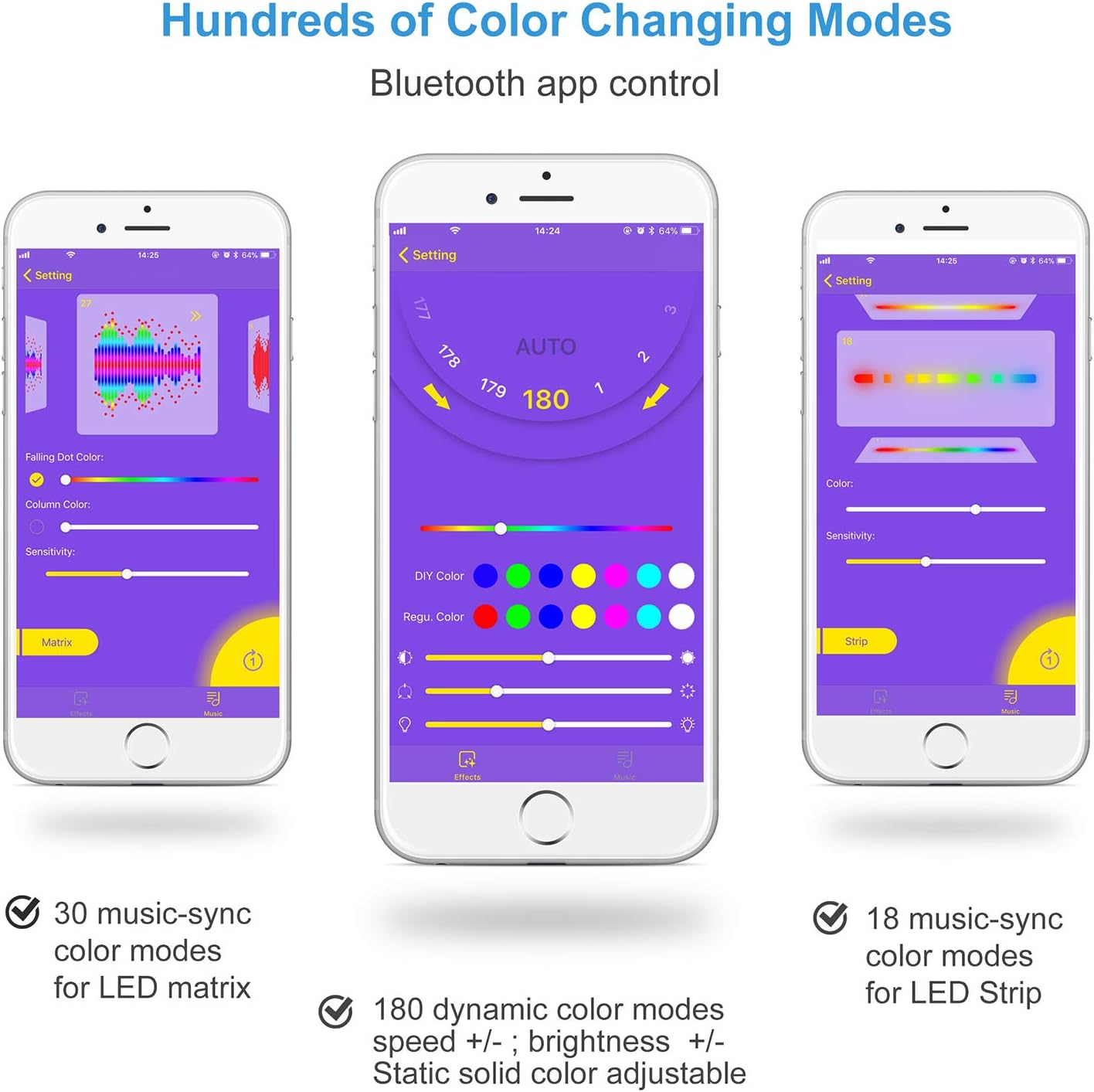 ALITOVE WS2812B WS2811 WS2815 LED Controller Music Sync Bluetooth App Control by Ios Android for WS2812 WS2813 SK6812 WS2801 Dream Color Addressable LED Strip Matrix Panel Pixel Light, Mic/Aux Input image number 3
