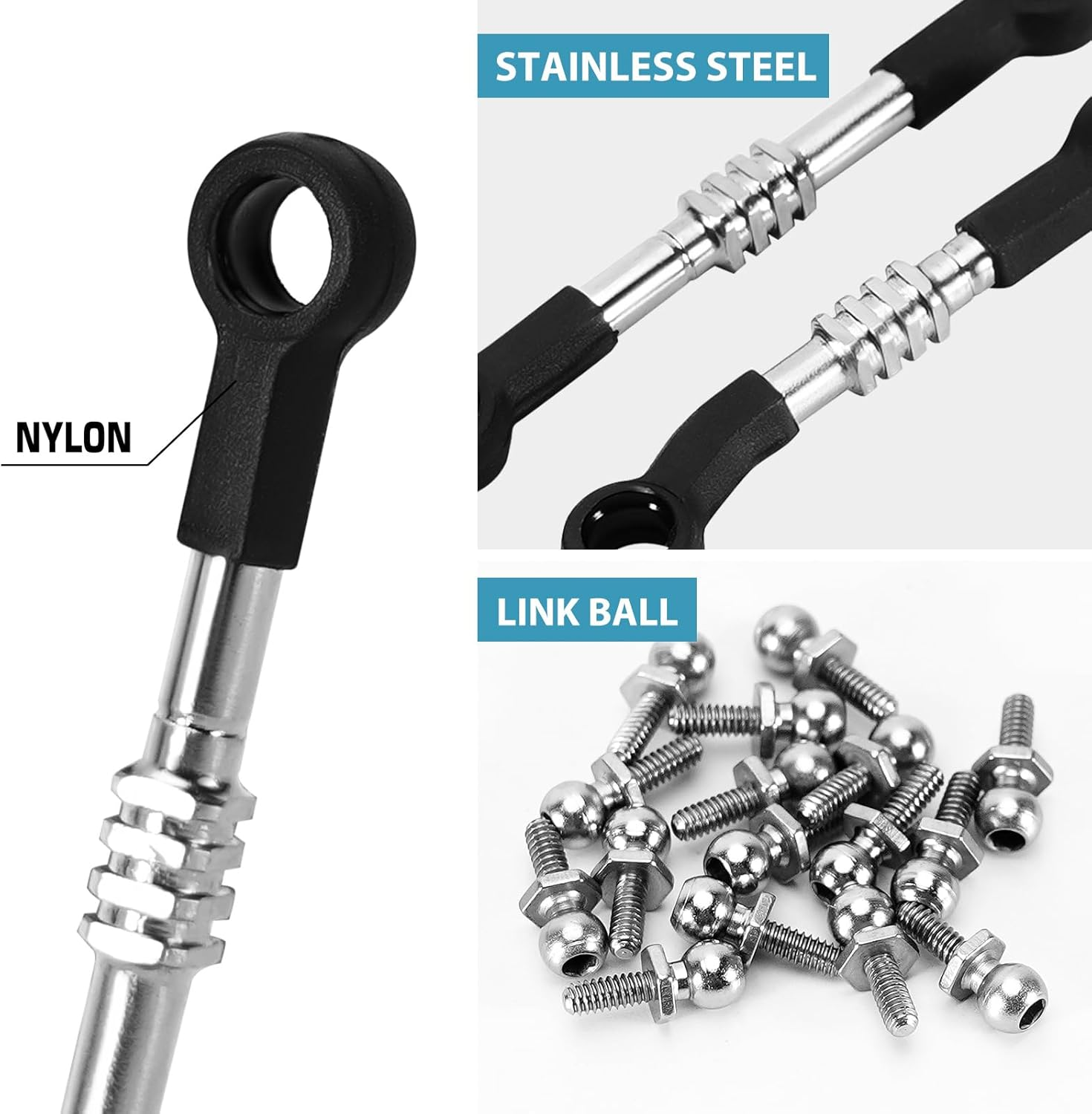 INJORA Adjustable Stainless Steel Links Set for 1/24 Losi Micro-B Upgrade image number 1