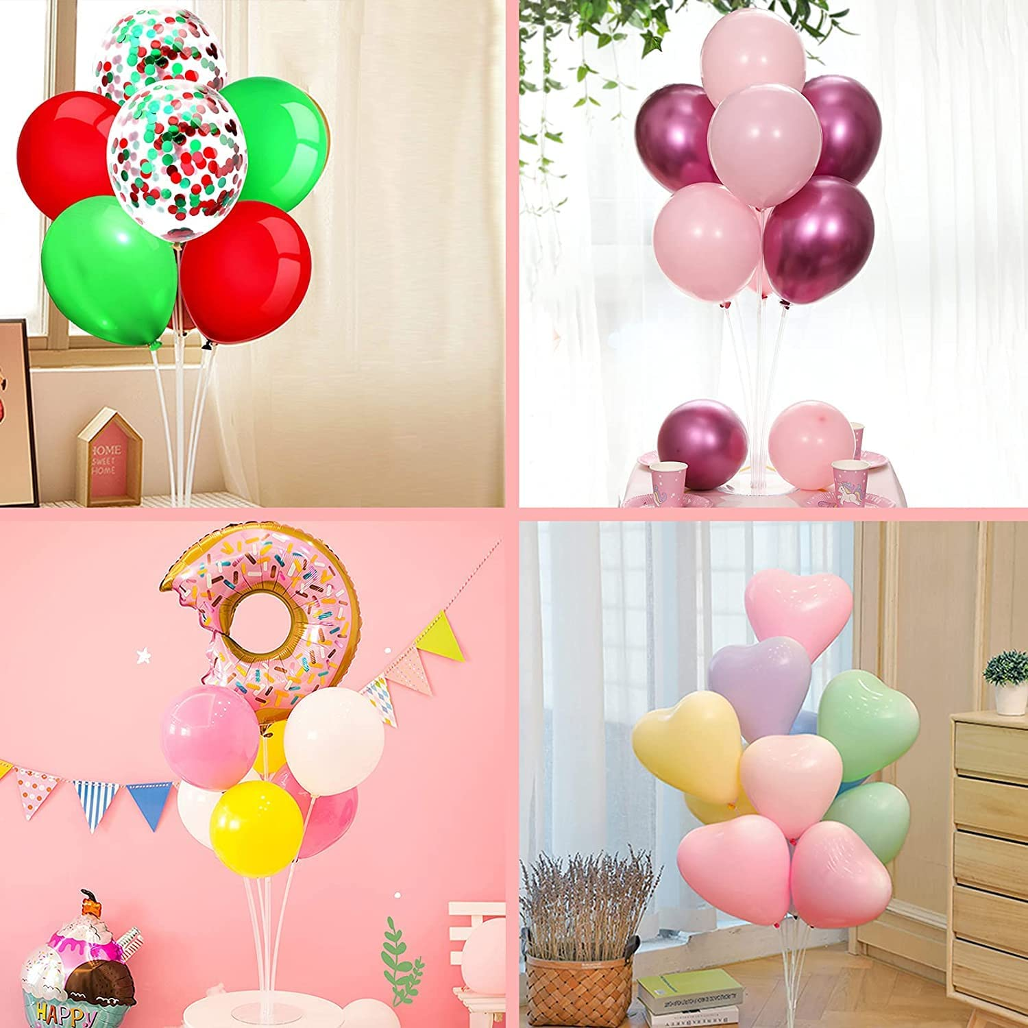 Balloon Stand Holder Kit 6 Sets, Reusable Clear Balloon Stand Holder for Table, Including Glue, Flower Clips, Ribbon, Tying Tool, Table Balloon Stand Suitable for Birthday Wedding Party Decorations image number 3