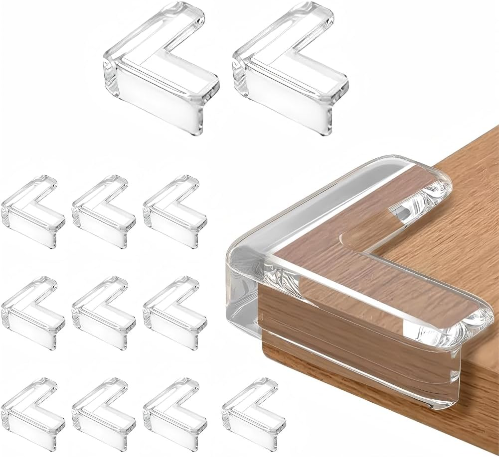 Corner Protectors, Clear and Transparent Corner Bumper Edge Cushion for Furniture, Table, Cabinet Sharp Corner Edge (12 Pack) image number 5