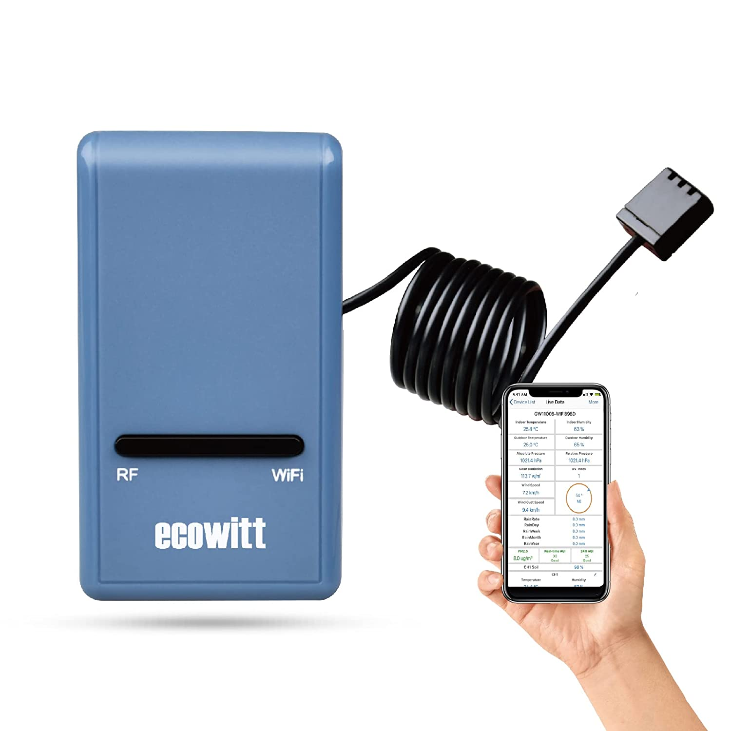 Ecowitt GW1100 Wi-Fi Weather Station Sensor Gateway with Temperature, Humidity and Atmospheric Pressure 3-In-1 Probe Sensor image number 4