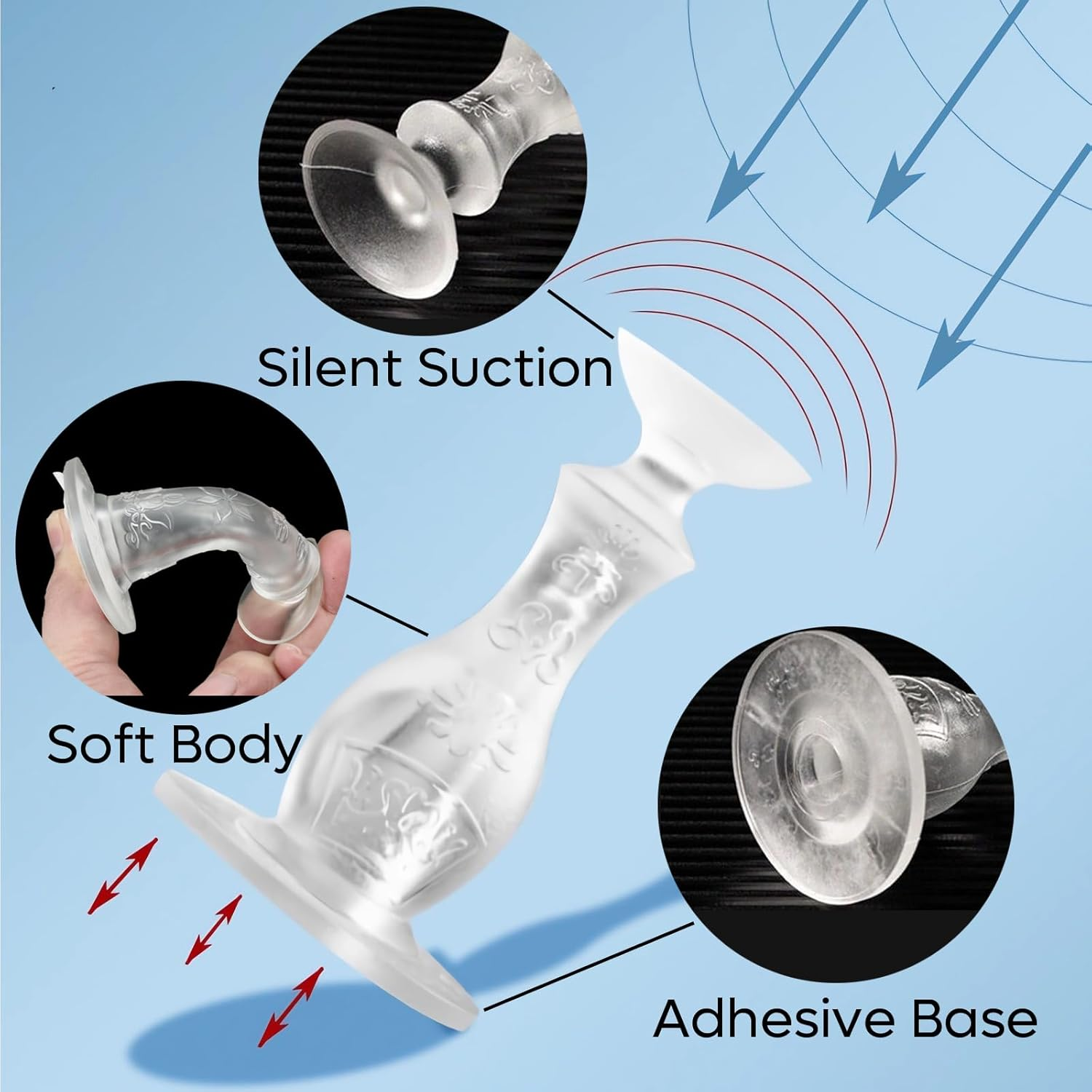 Silicone Door Stopper with Adhesive Base, 6 Pack No-Drill Installation Holder to Keep Open, 8.5 Cm Silent Design for Wall Baseboard Bathroom Bedroom (Black) image number 5