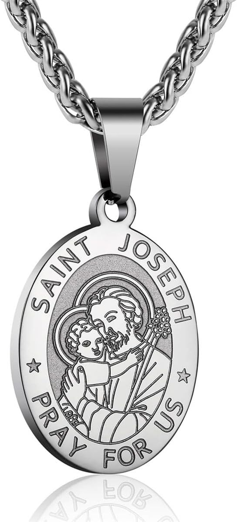 ZAULER Saint St Michael/Christopher/Jude/Benedict/Virgin Mary Medal Necklace for Men Women 24 in Religious Gifts