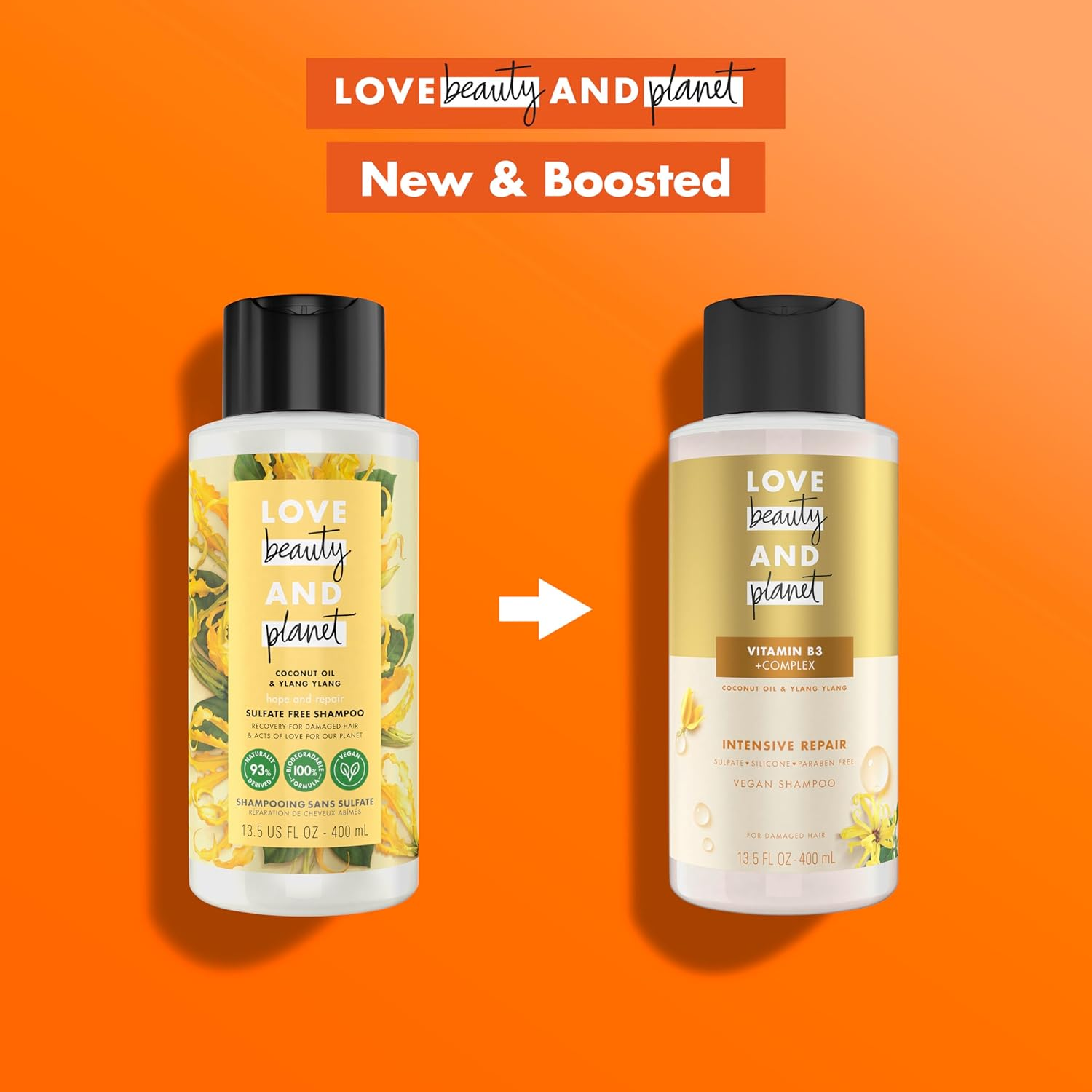 Love Beauty and Planet Shampoo with Vitamin B3 Coconut Oil & Ylang Ylang for Intensive Repair for Damaged Hair Sulfate, Silicone, & Paraben Free. Cruelty-Free. 13.5 Oz image number 3