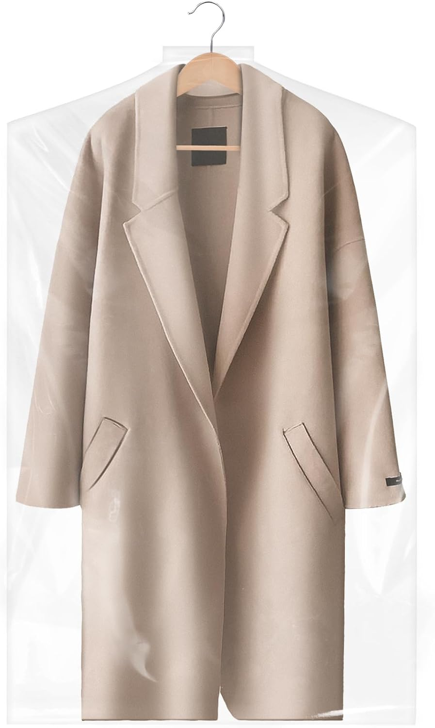 Smilelucky 50 Pack 60X140Cm Garment Bags for Hanging Clothes, Thick Clear Plastic Dry Cleaning Covers for Closet Storage & Travel