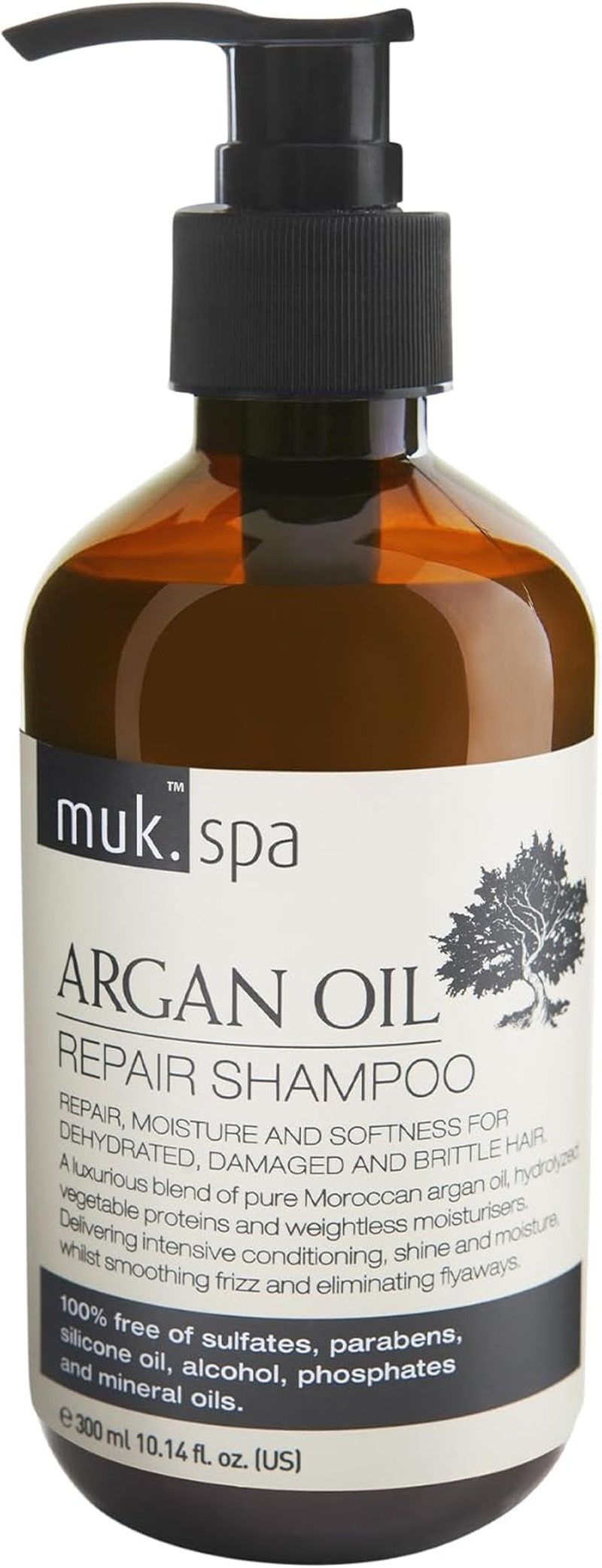 MUK. Argan Oil Shampoo for Hair Repair with Moroccan Oil & Hydrolysed Proteins - Hydrating Formula for Damaged, Dry & Brittle Hair. Colour Safe & Frizz Control, 300Ml