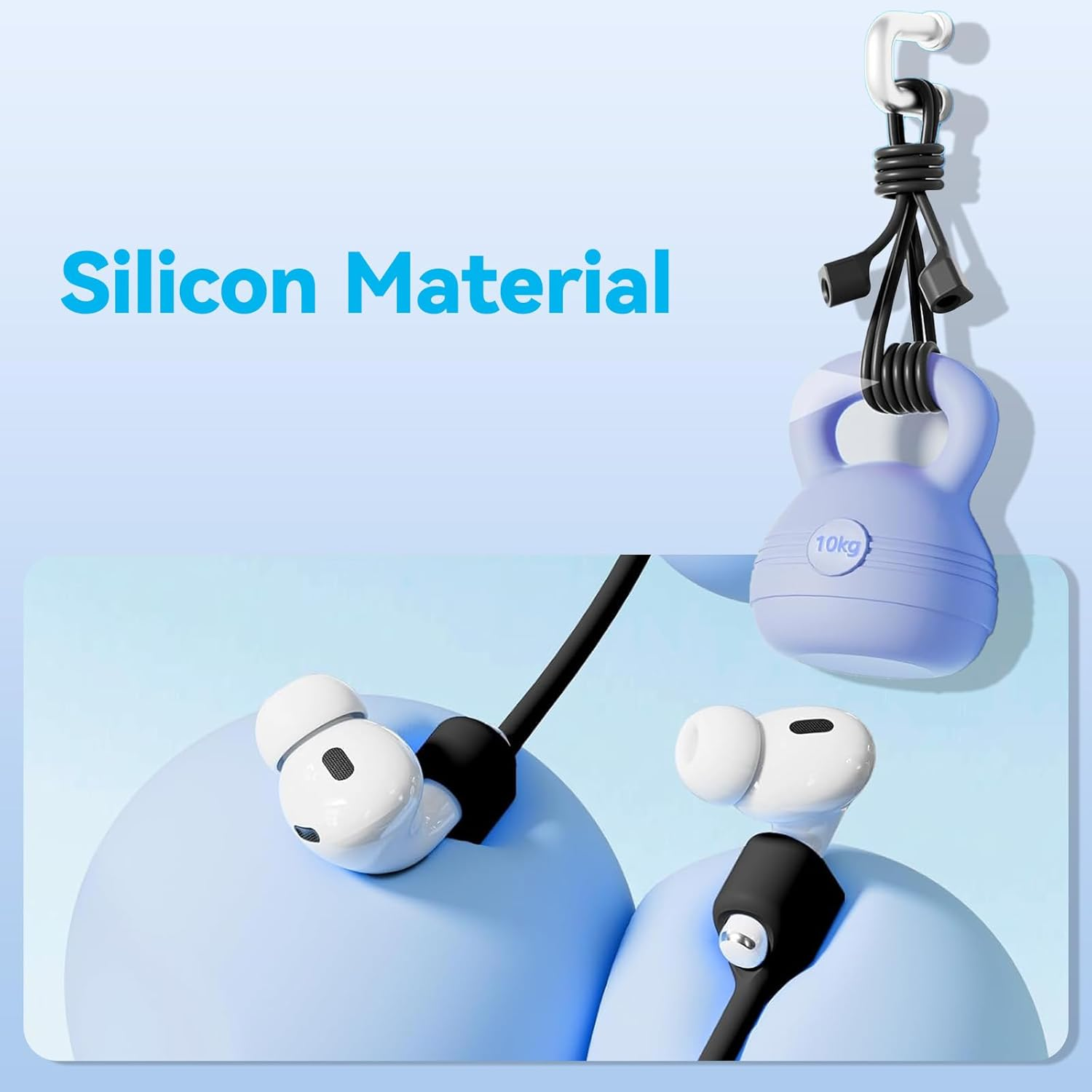 Magnetic Strap Compatible with Airpods 1/2/3/Pro, Anti-Lost Sports Lanyard, Adjustable Cord for Running, Workout & Daily Use, Wireless Charging Compatible Accessories (Black) image number 4