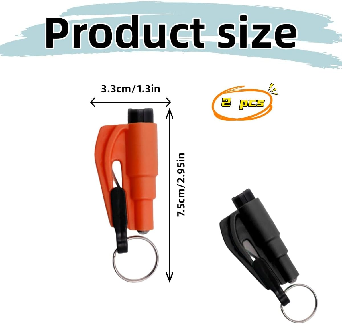 2 Pcs Car Window Breakers, Escape Tool Keychain,2-In-1 Seatbelt Cutter and Window Breaker, Mini Safety Hammer and Seatbelt Cutter for Land and Underwater image number 1