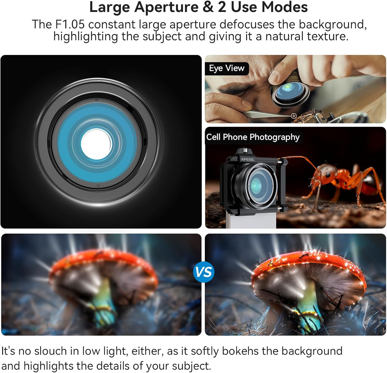 Apexel 10-20X Zoom Macro Phone Lens with Universal Clip, HD Macro Photography Lens for Iphone Android Phone image number 1