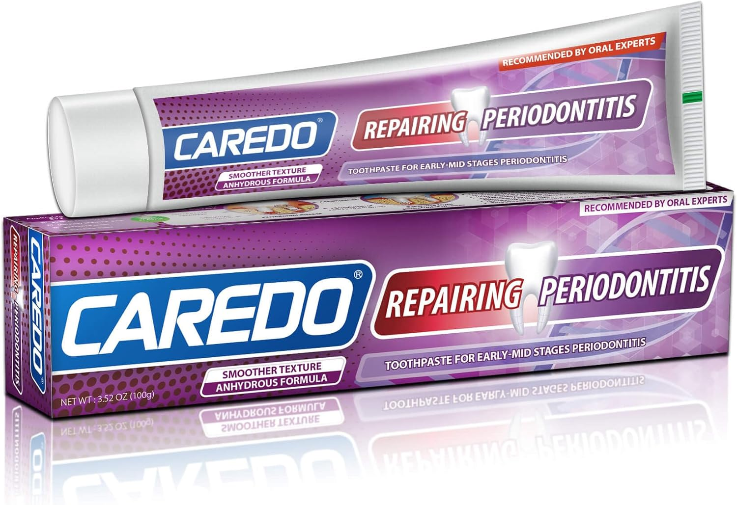 CAREDO Toothpaste for Receding Gums, Gingivitis & Periodontitis, Gum Repair Gum Disease Treatment, Plaque Removal, Bleeding Gums & Bad Breath Care, Fluoride Free Periodontal Toothpaste 3.52OZ image number 3