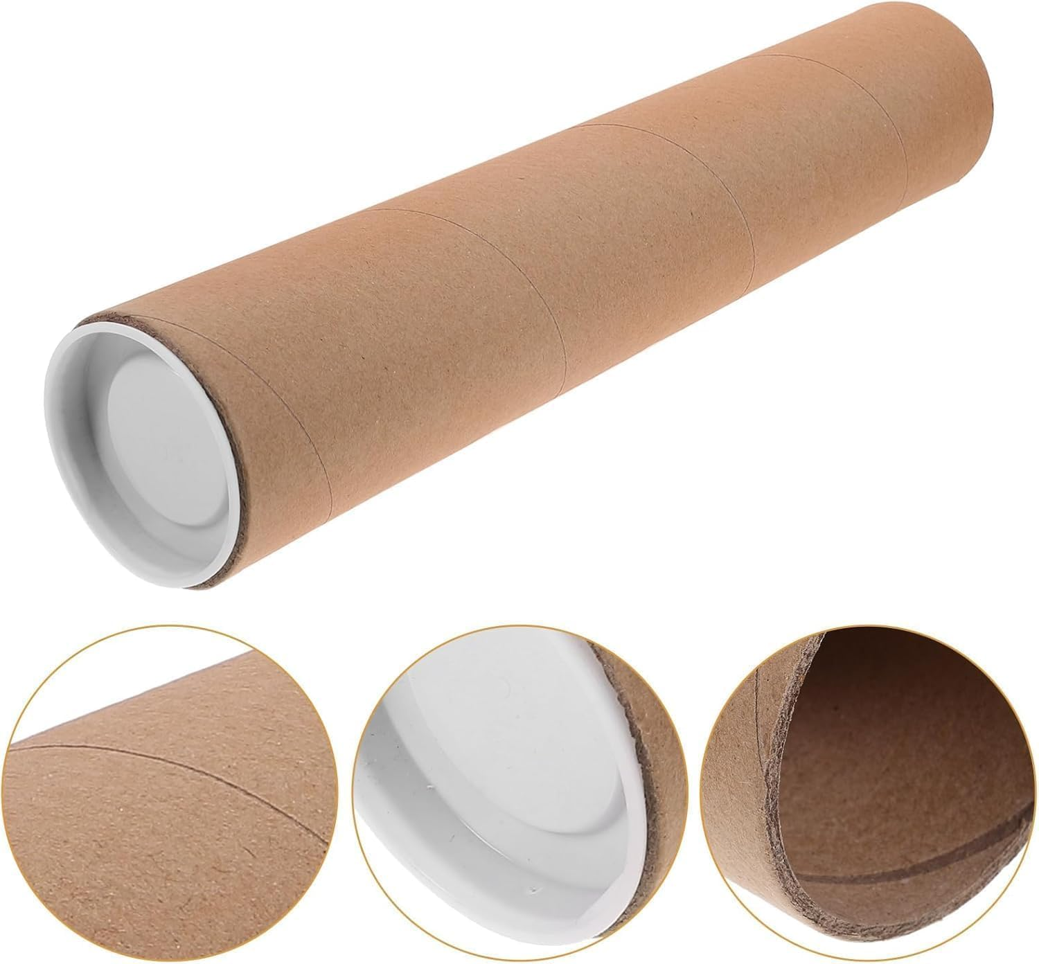 1Pc Cardboard Poster Tube for Mailing Tube Mailer,Kraft Mailing Tube with Cap,Mailing Tube with Plastic Cap,Round Cardboard Postal Tube with Cap image number 5