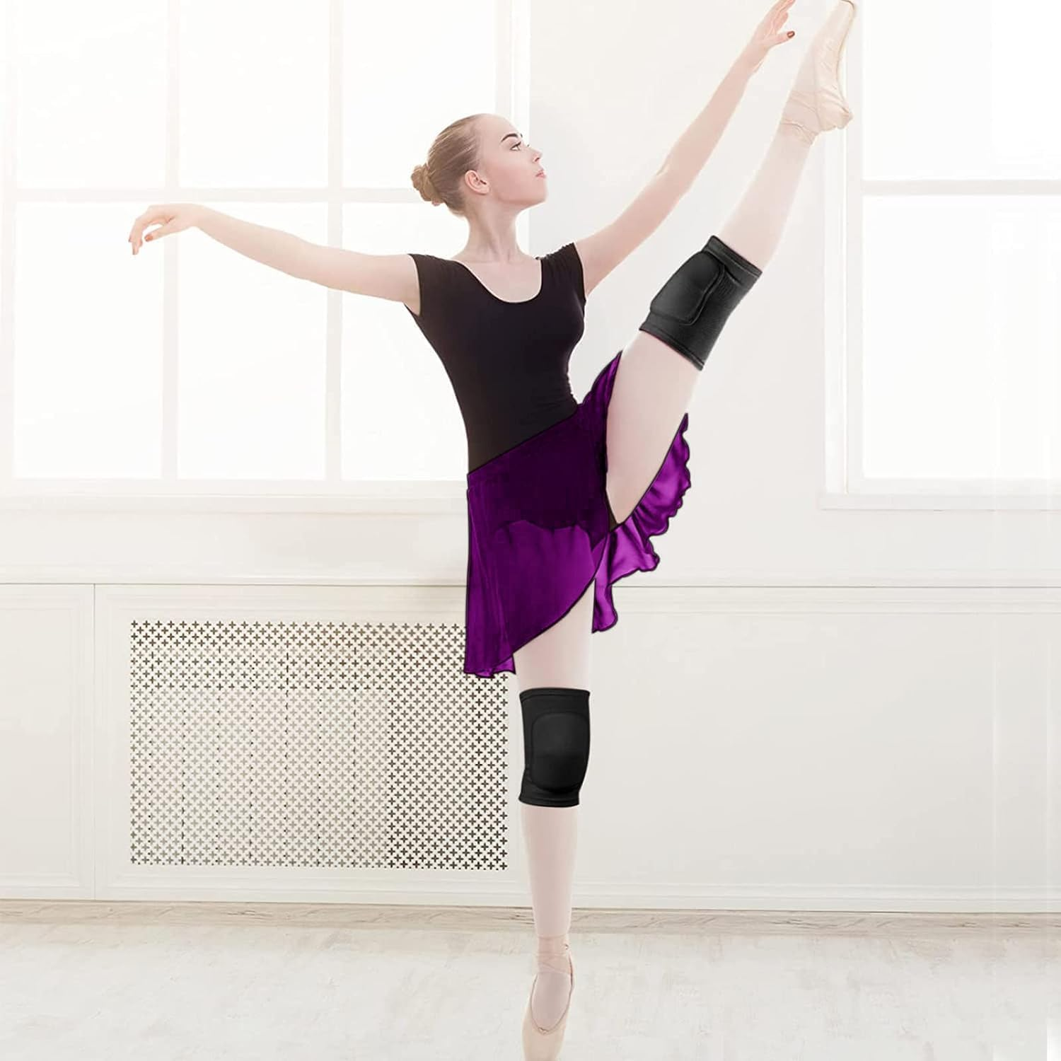 Protective Knee Pads Soft Breathable Knee Guards, Thick Sponge Anti-Slip Knee Protector Brace Sleeves Kneepads for Volleyball Football Dance Yoga Tennis Running Cycling Workout Men Women image number 1