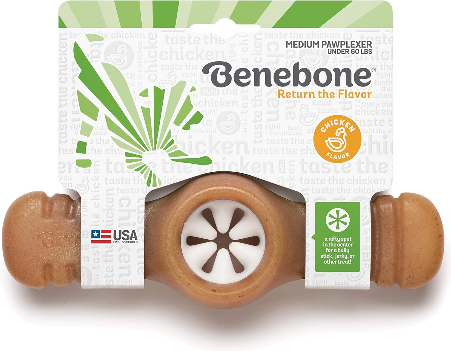 Benebone Pawplexer Interactive Treat Dispensing Tough Dog Puzzle Chew Toy, Made in USA, Small, Real Bacon Flavor image number 2