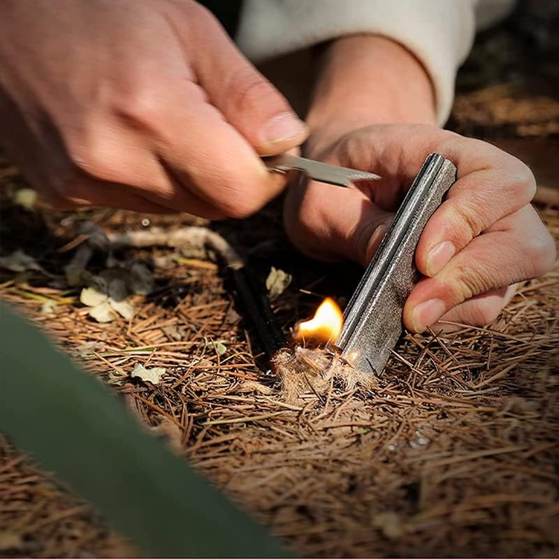 AIMALL Magnesium Block & Flint Military Fire Starter Striker Firestarter Army Survival Kit - Survival Flint and Steel Rods with Magnesium Bar image number 1