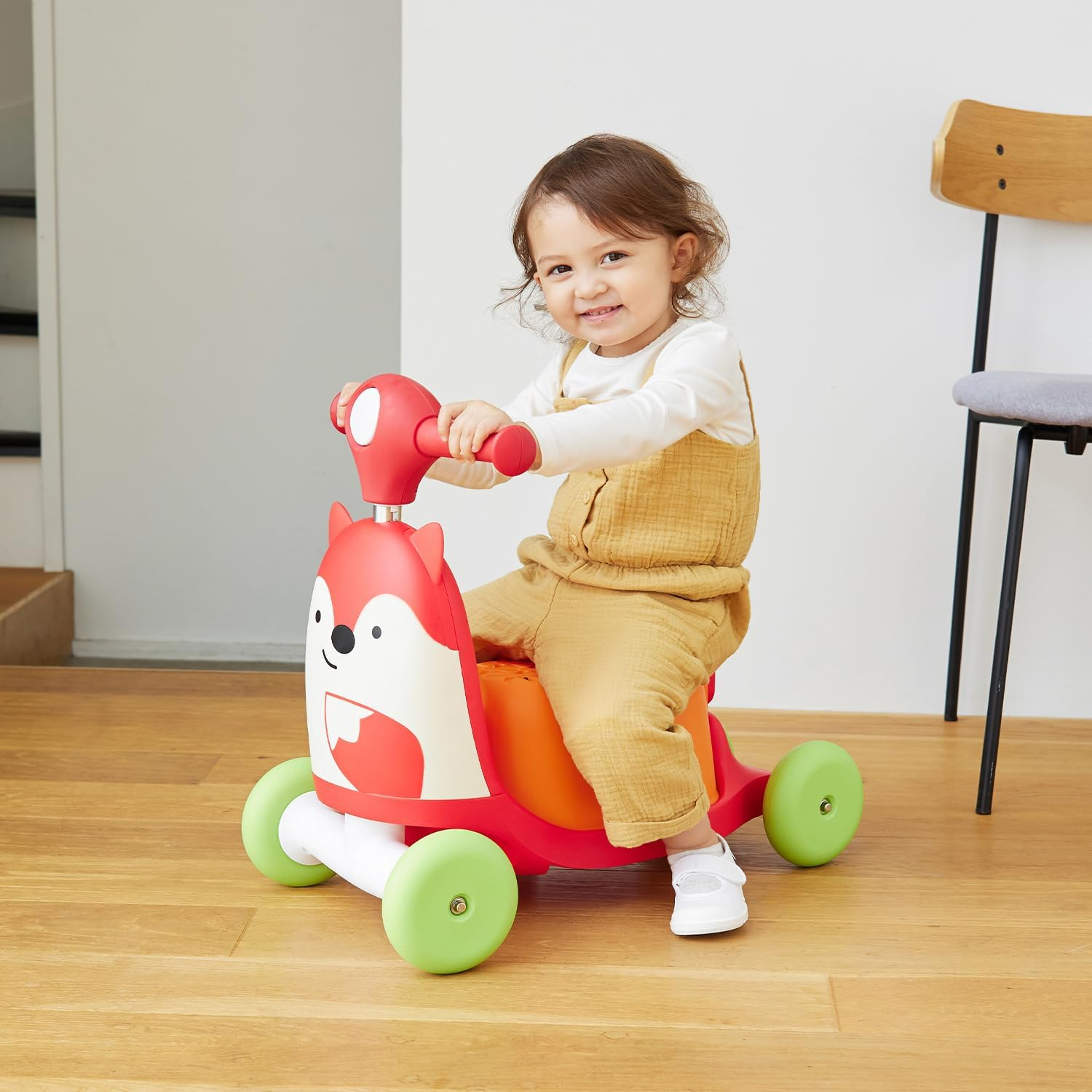 Skip Hop Zoo Fox 3-In-1 Ride on Toy for Toddlers - Baby Walker Push Toy, Ride-On Scooter with Adjustable Handle - Lights & Sounds - Indoor Play for 1&ndash;3 Years image number 2