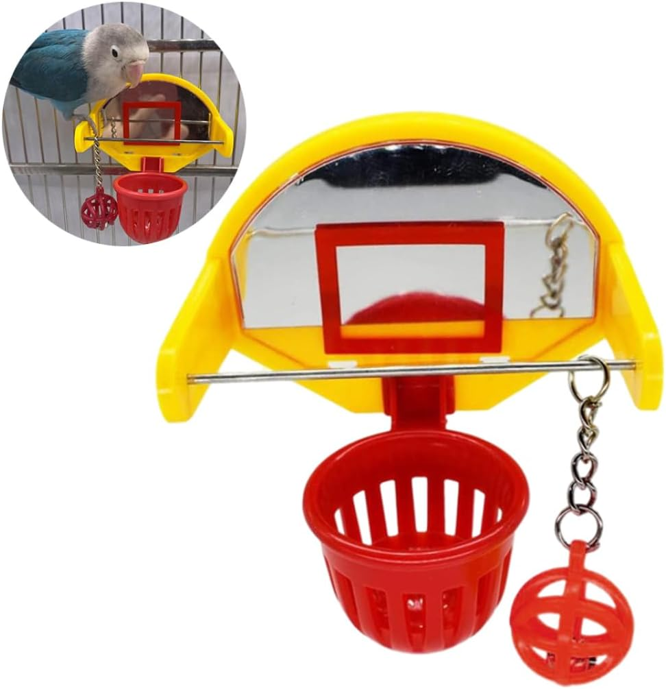 Bird Basketball Toys Parakeet Training Basketball Hoop Pet Chew Toy Cage Accessories, Bird Training Toys