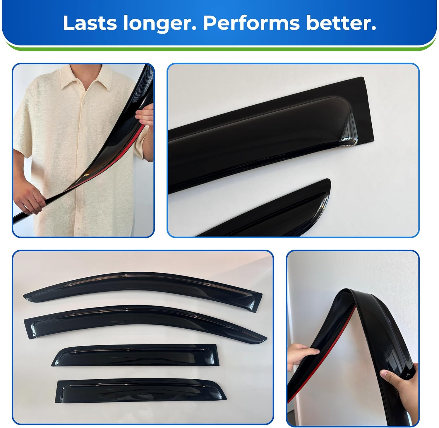 KPY Window Visor Compatible with Toyota Corolla Hatchback 2012-2018, 4PC Rain Guard Side Window Vent Deflectors Tape-On Style, 2012 2013 2014 2015 2016 2017 2018 image number 5