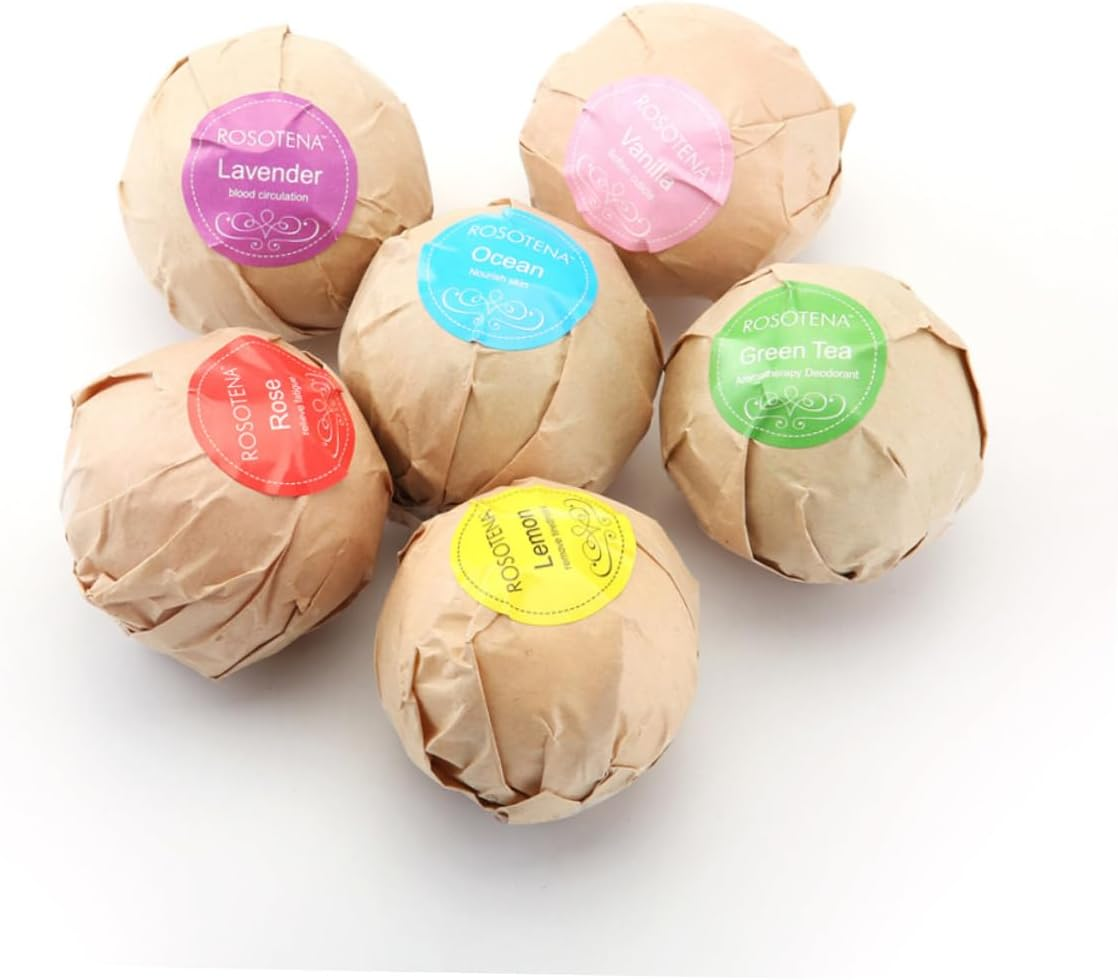 Healeved 6Pcs Organic Bath Salts Set 2.1Oz Bubble Balls for Stress Relief Handmade Bath Salts for Women and Girlfriends Relaxing Spa Experience image number 1