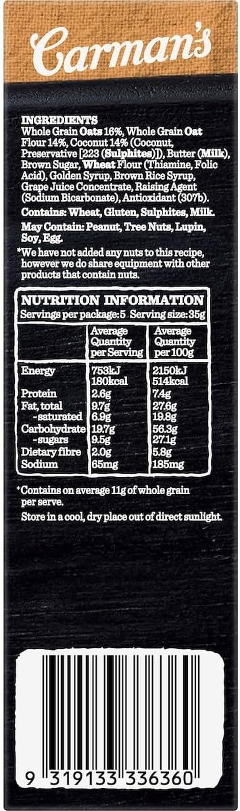 Carmans Golden Oat & Coconut Oat Slice 175 G image number 4