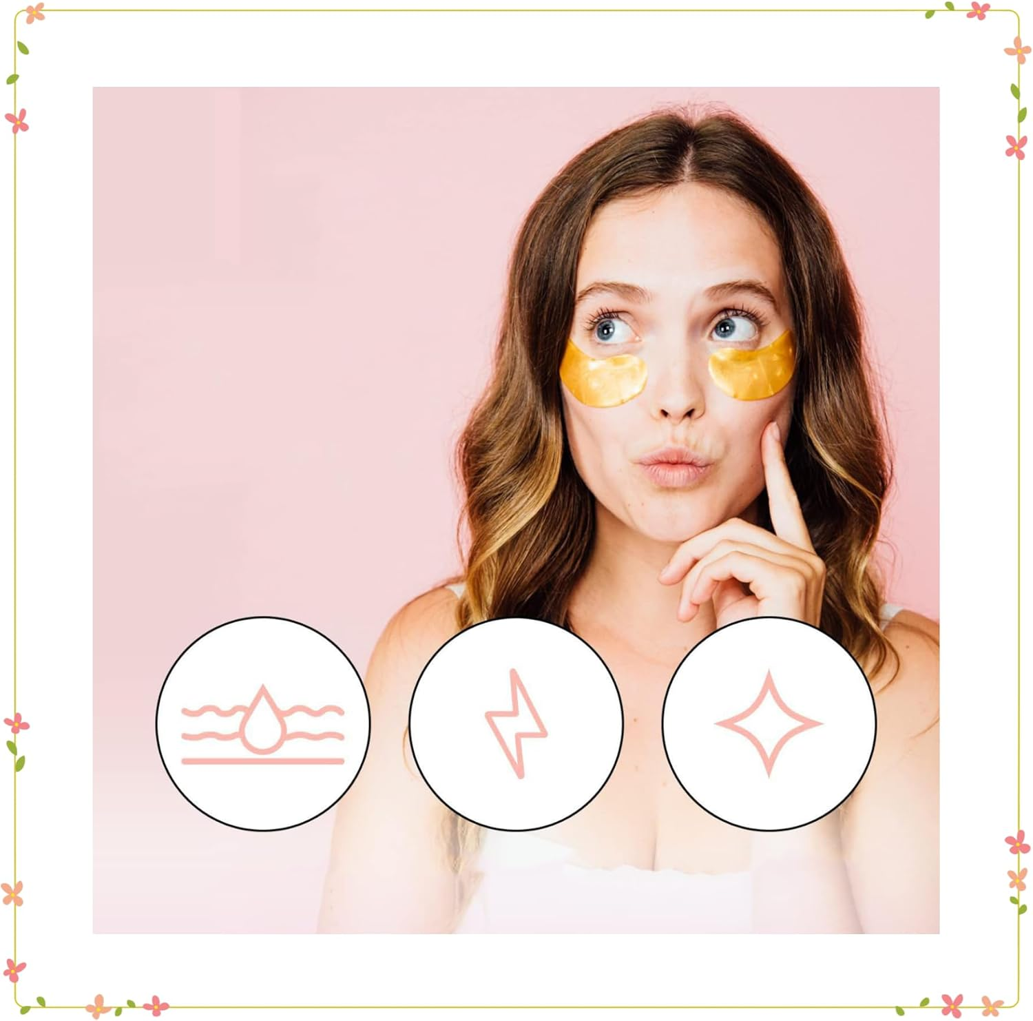 Gel Eye Mask Hydrating and Moisturizing Dark Circles,Travel Women Beauty Skin Care Eyes Gel. (24 Pairs, Gold) image number 3