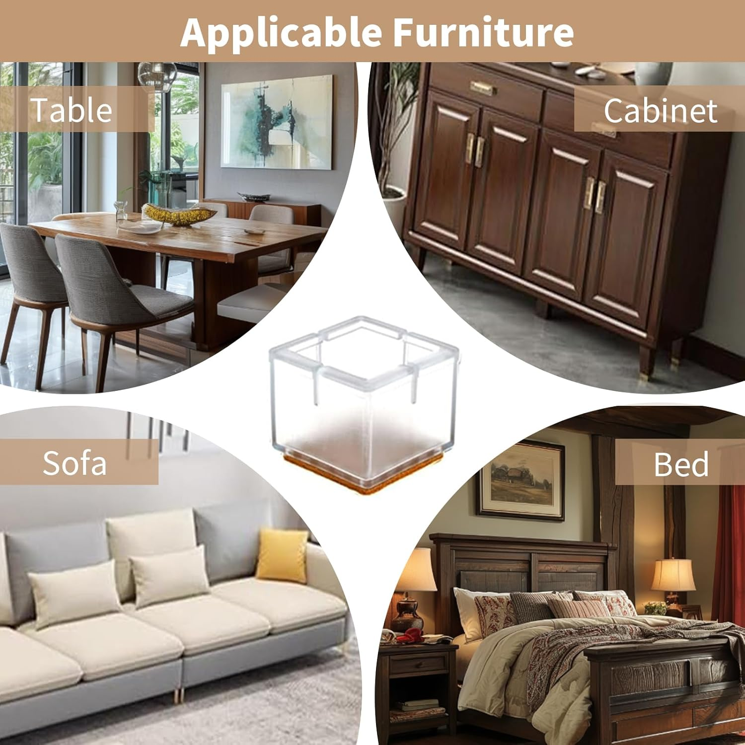 28 Pcs Square Furniture Table Legs Covers for Wood Floor Protector, Furniture Feet Caps Pads for Hardwood Floors, Anti-Scratch Chair Feet Pads, Noise Reduced Chair Legs Covers (28) image number 4