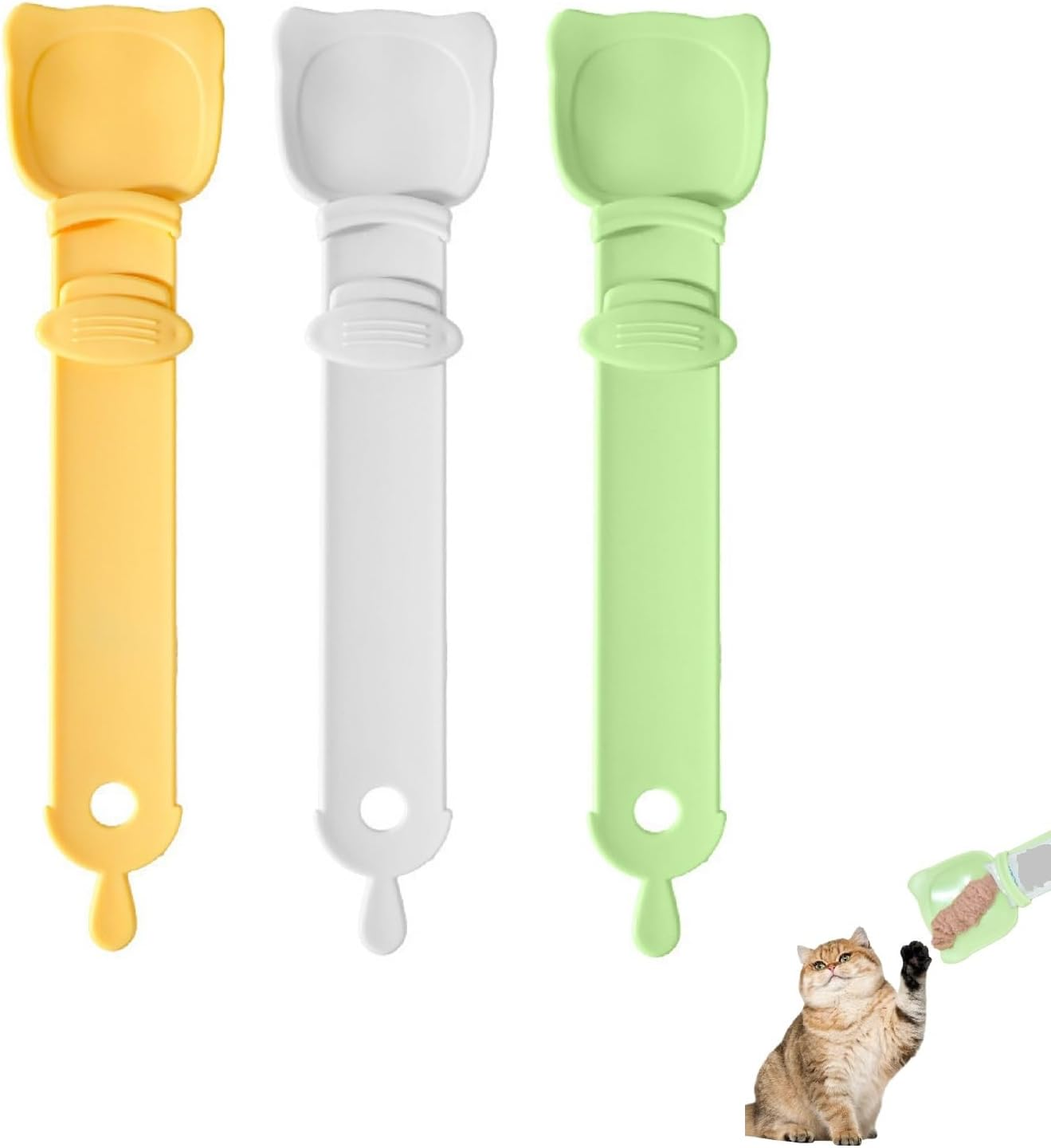 Cat Treats Spoon, Cat Strips Squeeze Spoon, Cat Food Spoon, Cat Spoon, Pet Food Spoon, Silicone Animal Food Spoon, Spoon for Liquid Snack, Cat for Dogs, Cats, Pets, Pack of 3 image number 6