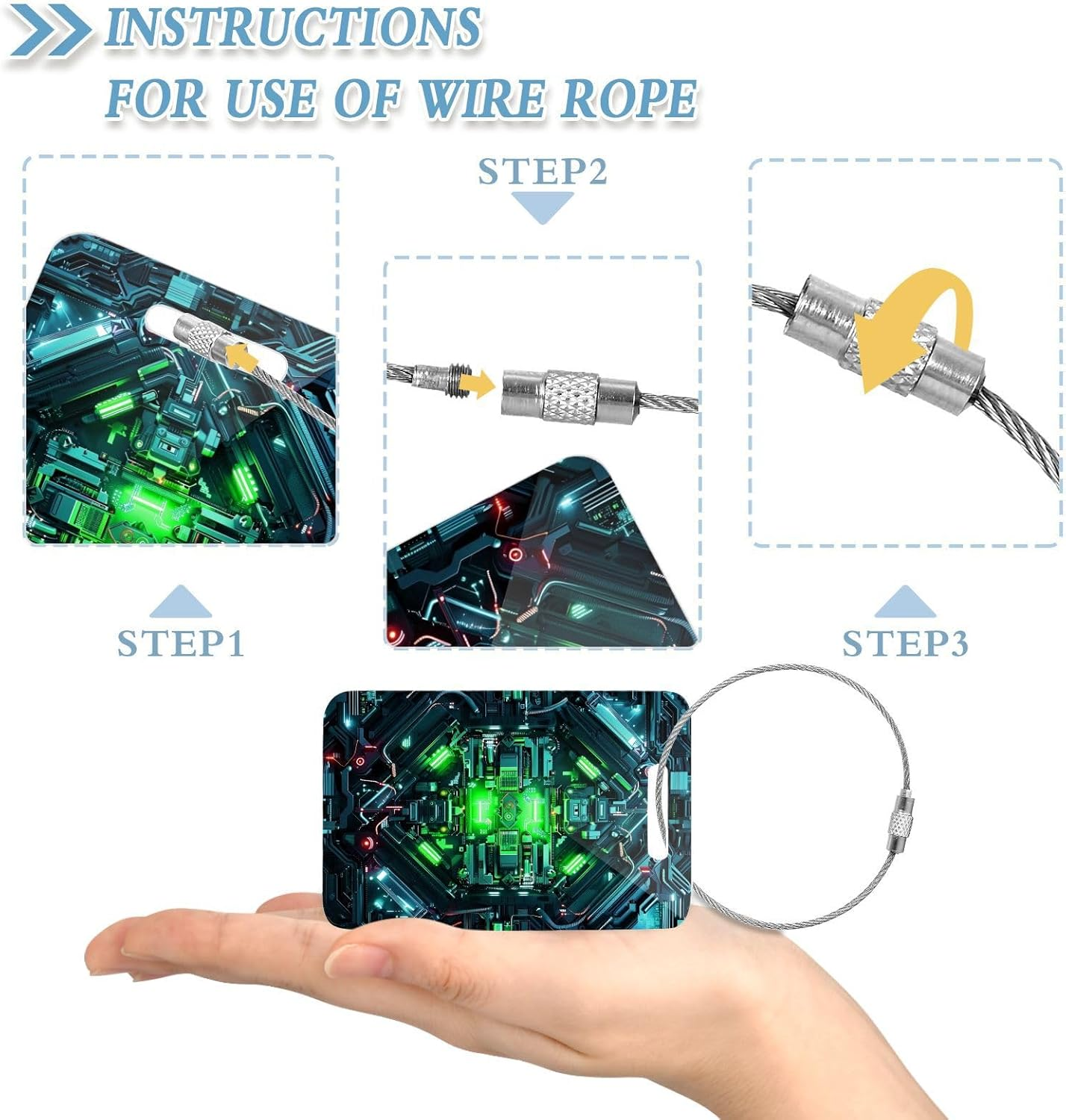 Cool Green Gear Acrylic Suitcase Tags for Luggage Airport Luggage Tags Travel Baggage Tag 4Pcs Suitecase Tags image number 5