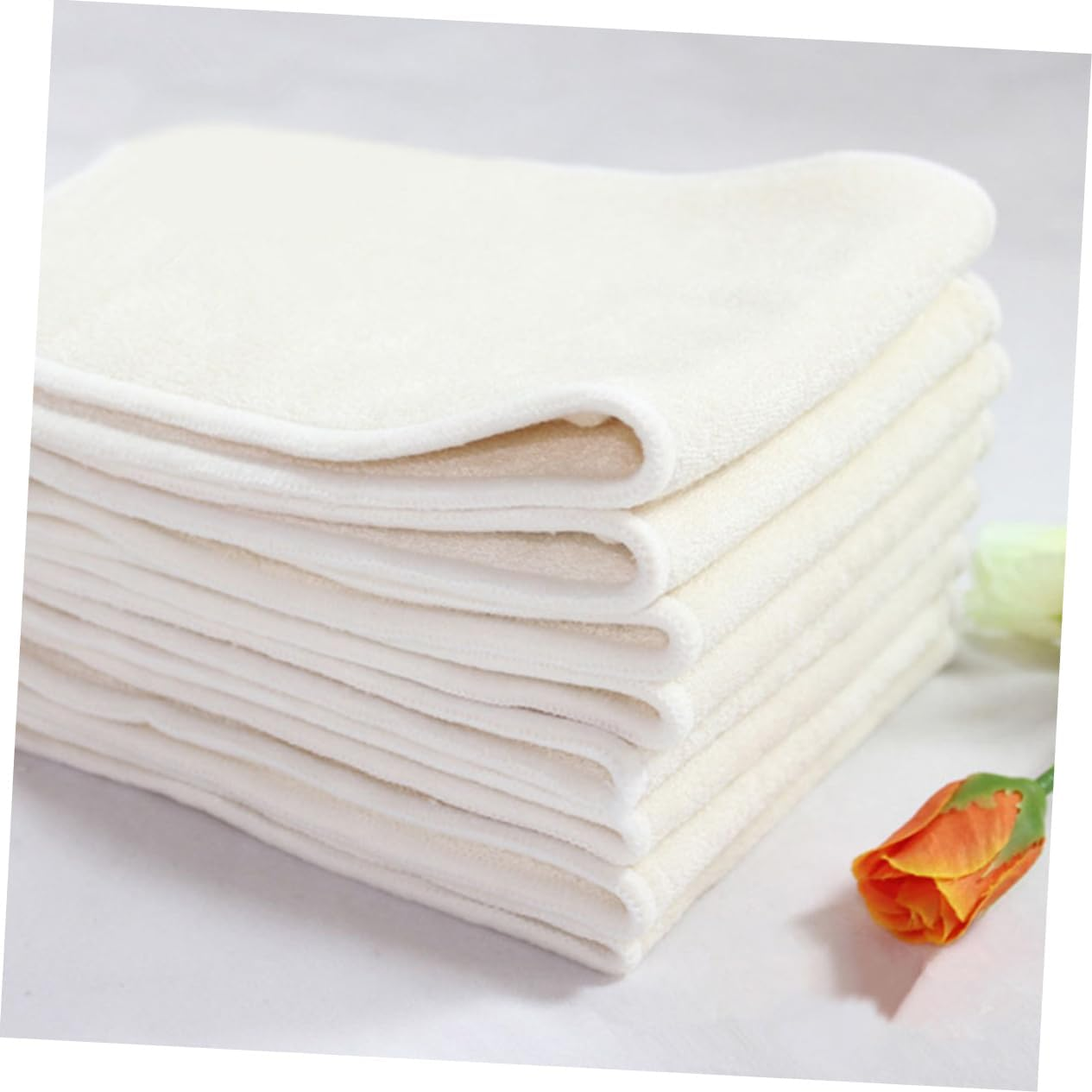 6Pcs Natural Bamboo Charcoal Diaper Inserts Washable Cloth Liners for Beige Reusable Soft Convenient for Parents the Go image number 1