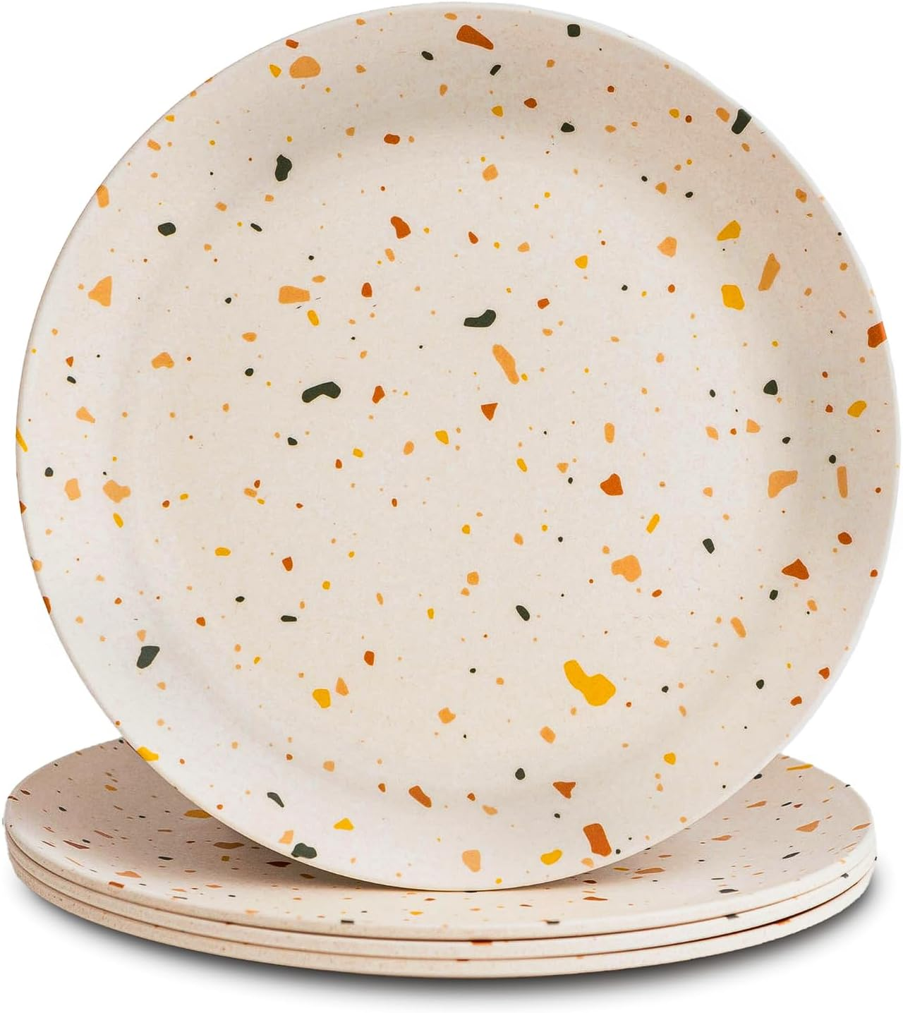 Nook Theory 4 Pack Reusable Bamboo Plates - Non-Toxic Toddler and Kids Plate, Dishwasher Safe, Not Microwavable Dinnerware (Celebration 10")