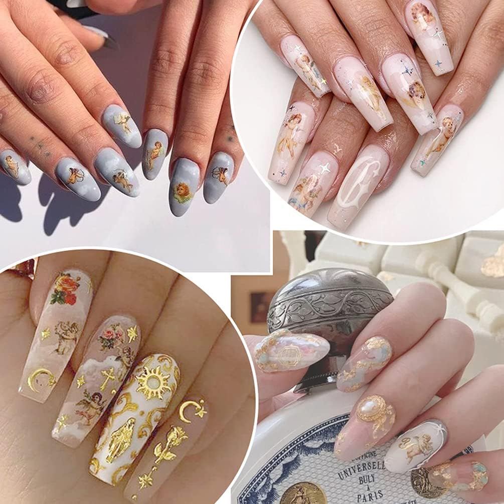 8 Sheets Angel Nail Art Stickers Cupid Nail Decals Water Transfer Design Angel Eros Designer Nail Stickers for Women Girls Cute Nail Decoration DIY Manicure Tips image number 5