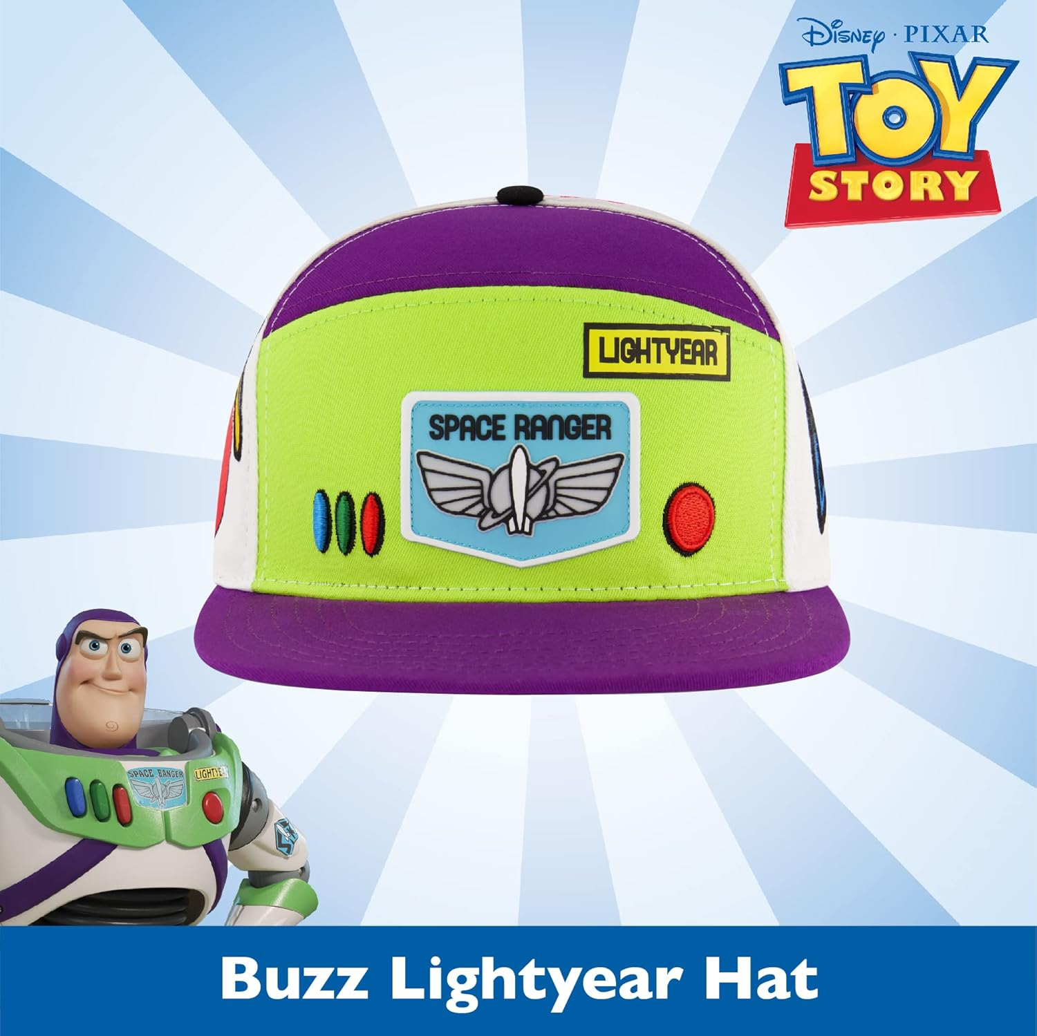 Concept One Disney Pixar Toy Story 4 Baseball Cap, Buzz Lightyear Adult Snapback Hat with Flat Brim image number 3