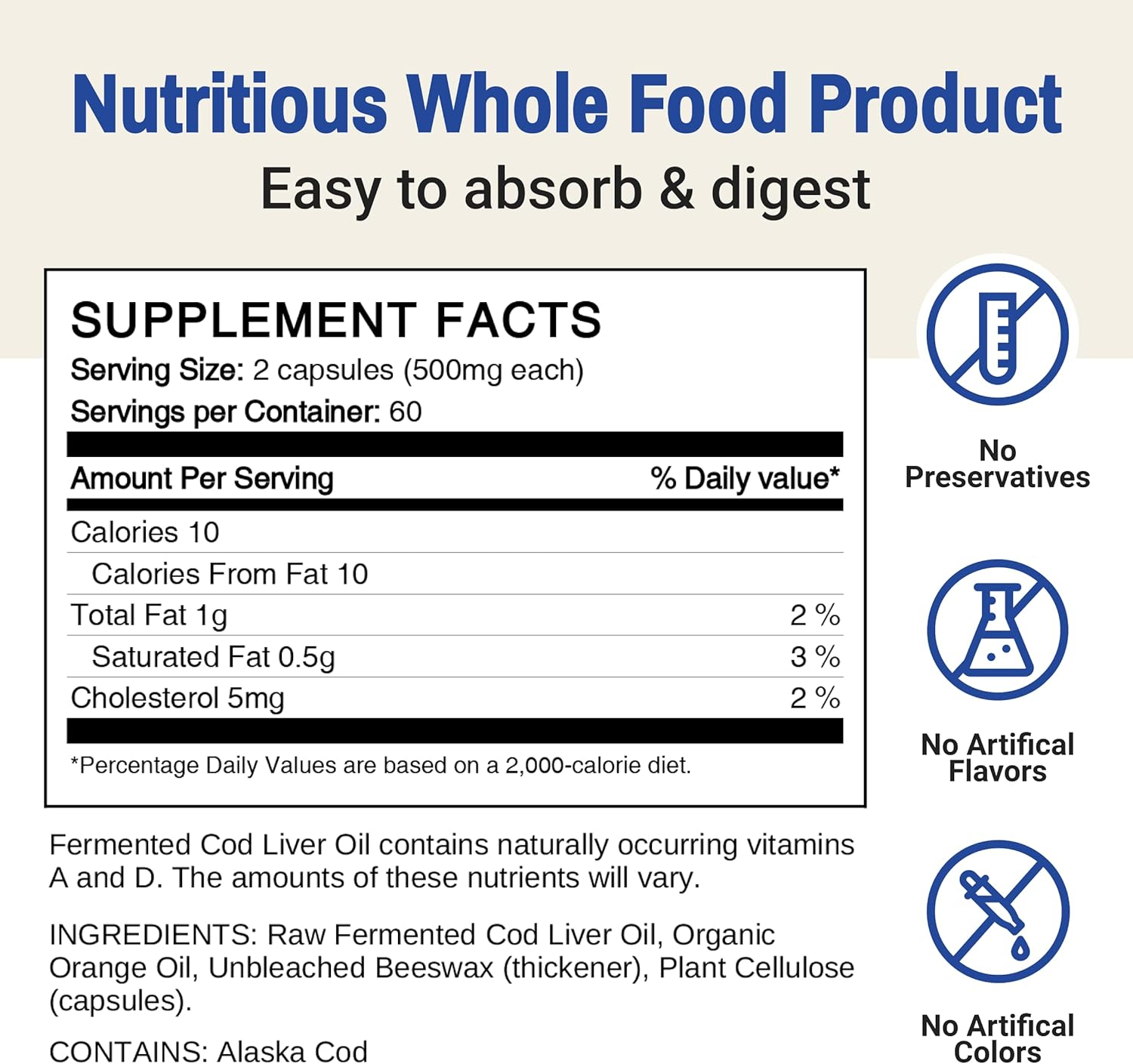 Blue Ice Fermented Cod Liver Oil Orange Flavor - 120 Caps