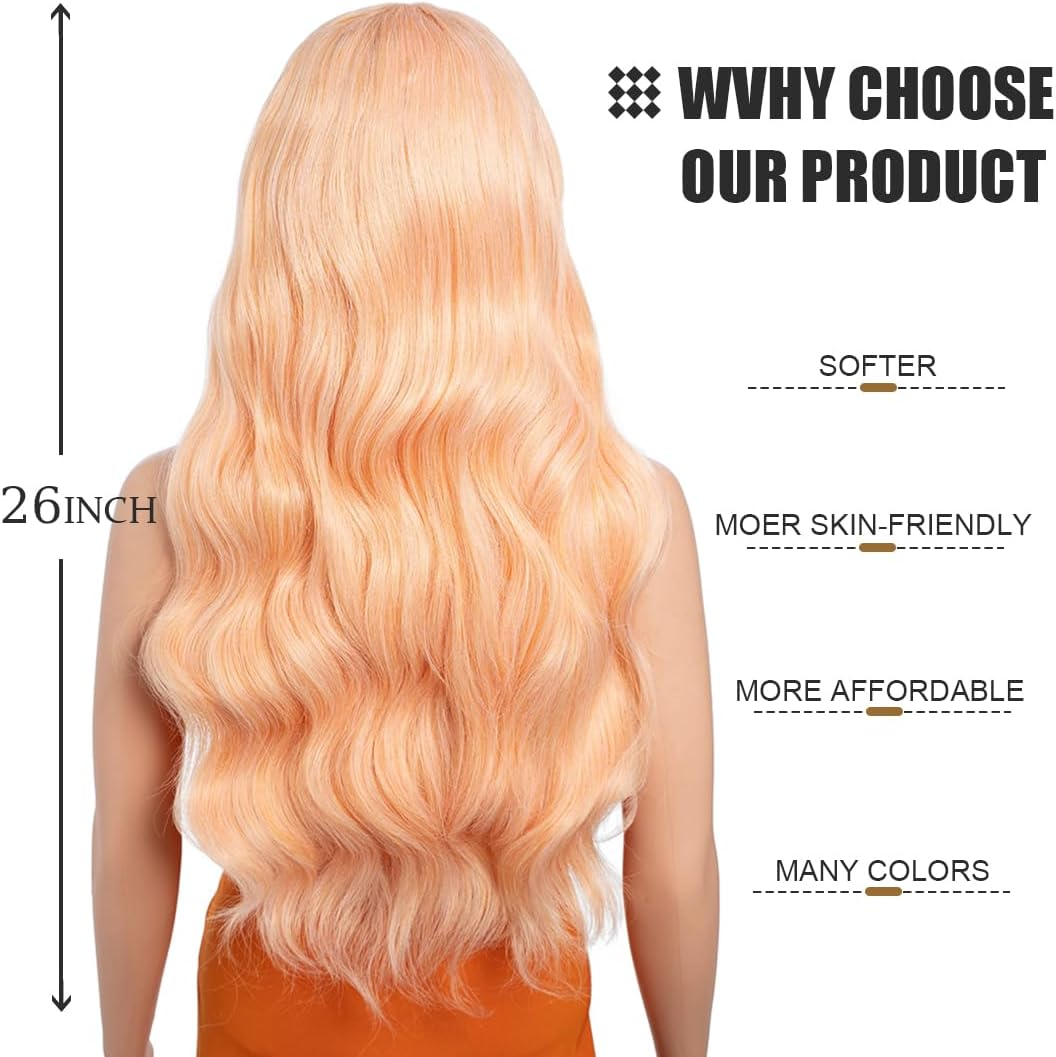 26 Inch Long Wavy Wigs for Women, Black Wigs with Bangs, Ombre Brown with Dark Roots, Long Layered Wig, Heat Resistant Synthetic Wig, Natural Looking for Daily Party Use (TFC22) image number 5