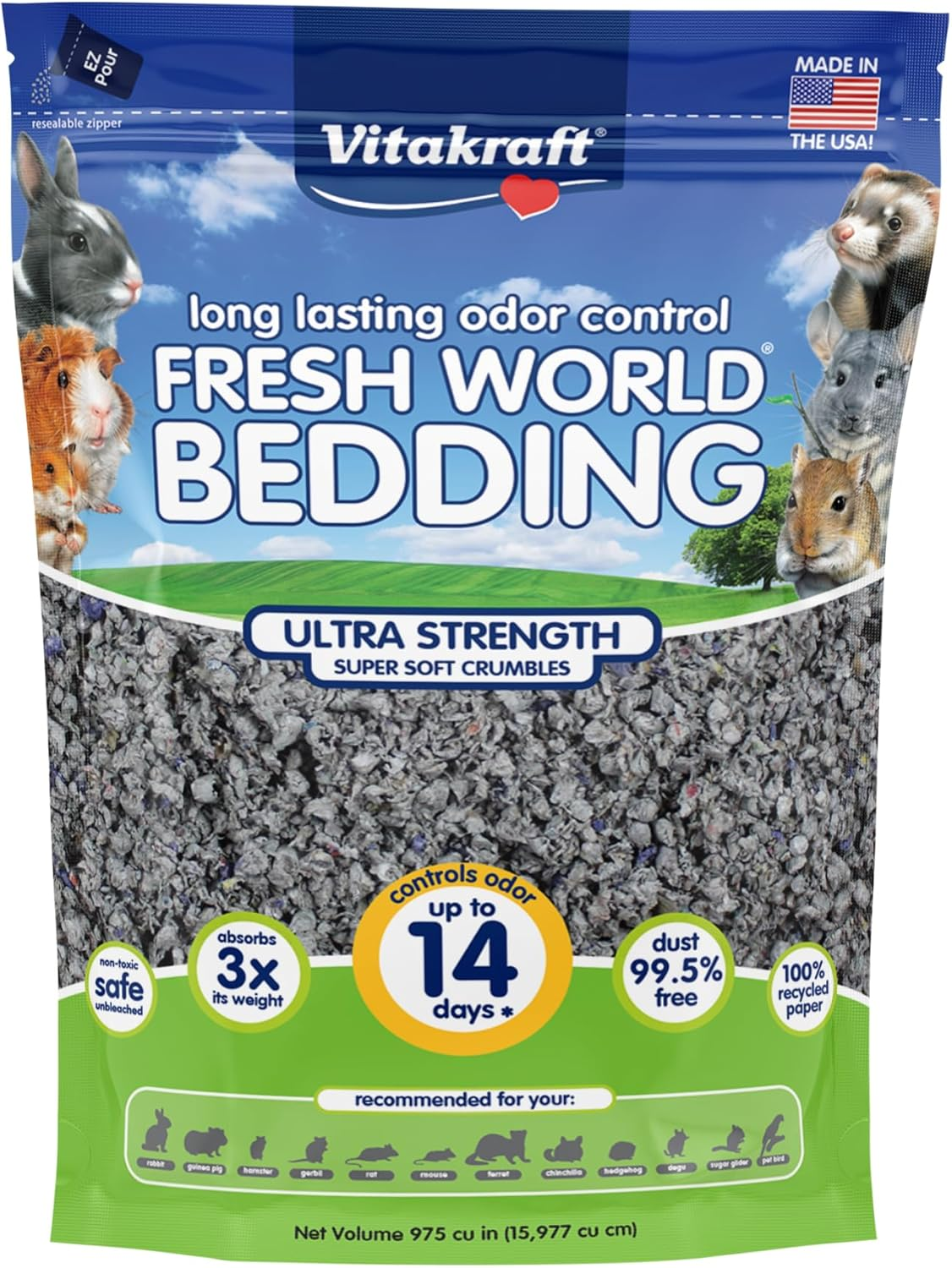 Vitakraft Fresh World Ultra Strength Paper Bedding & Litter for Small Animals and Birds, 975 Cubic Inches (16 L) image number 3