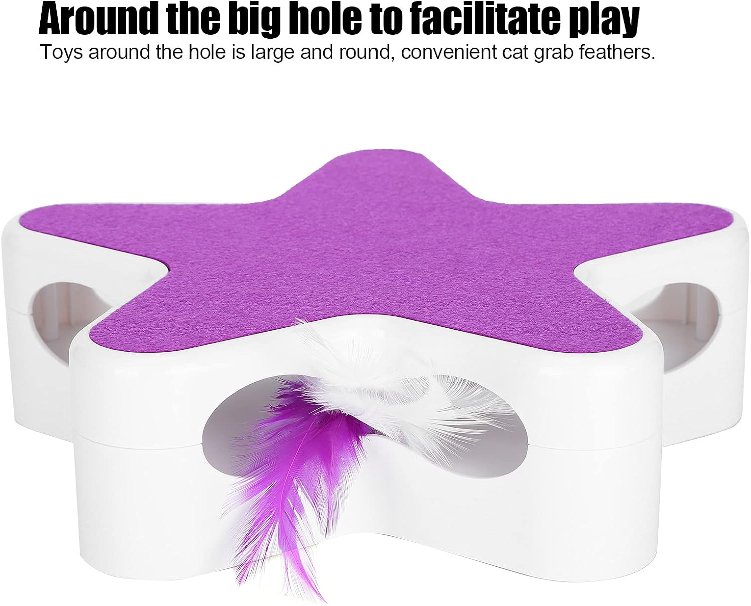 Cat Toys for Indoor Cats Interactive Cat Toy with Feathers,Five‑Pointed Star Funny Cat Box Feather 360 Degree Random Rotation Automatic Teaser Cat, Electronic Cat Toy, Cat Exercise Toy image number 3
