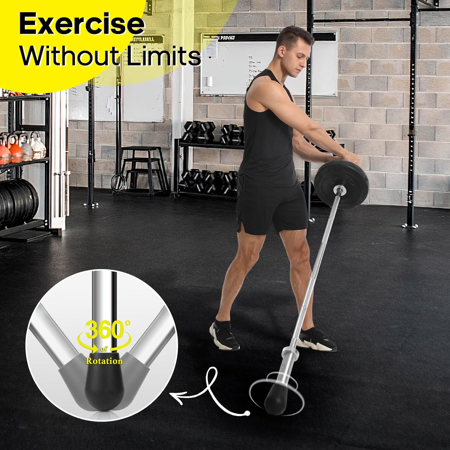 Folaps Landmine Attachment - Turn Any Surface into a Barbell Landmine Exercise Insert 1" & 2" Barbell Portable Landmine Base for T-Bar Row Post Press Squat 360&deg; Rotation image number 6